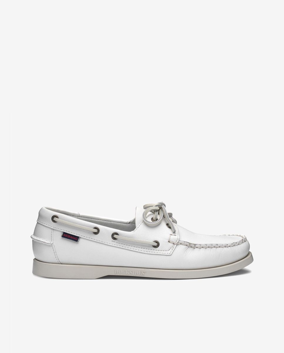 Náuticos de hombre de piel con cordones - Sebago - Blanco Blanco-1