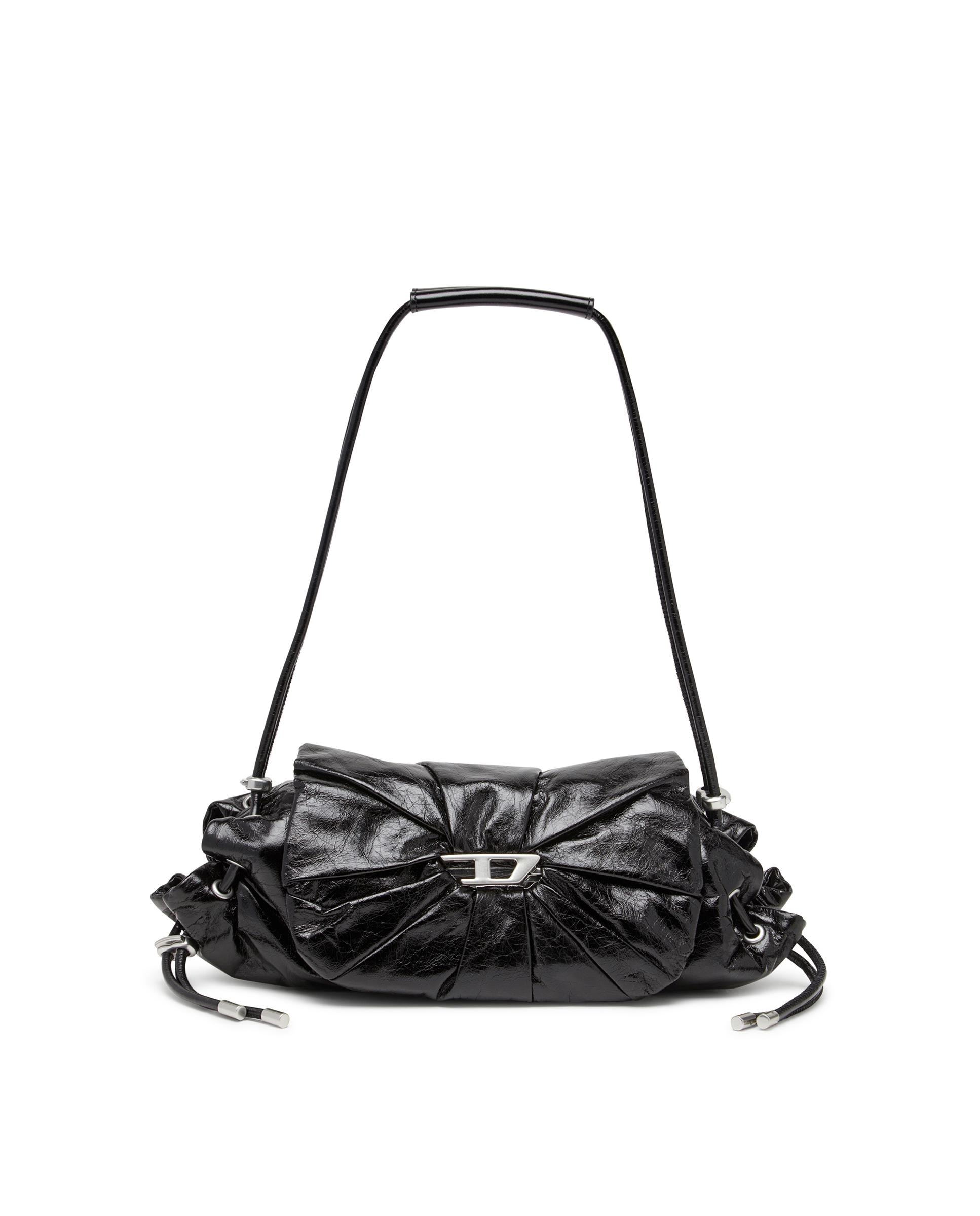 Imagen 0 de Bolso de hombro de mujer de cuero con acabado brillante Negro brillante