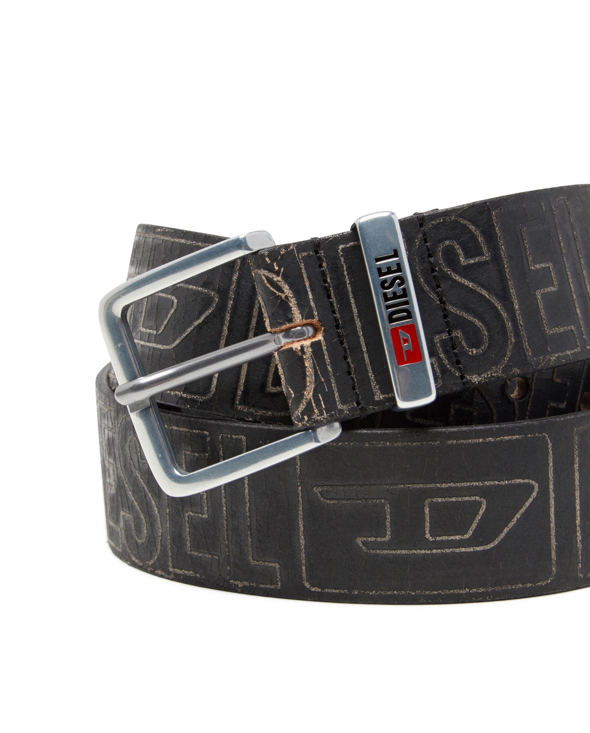 Imagen 2 de Cinturón de hombre de 4 cm de piel con logo - Diesel - Negro Negro