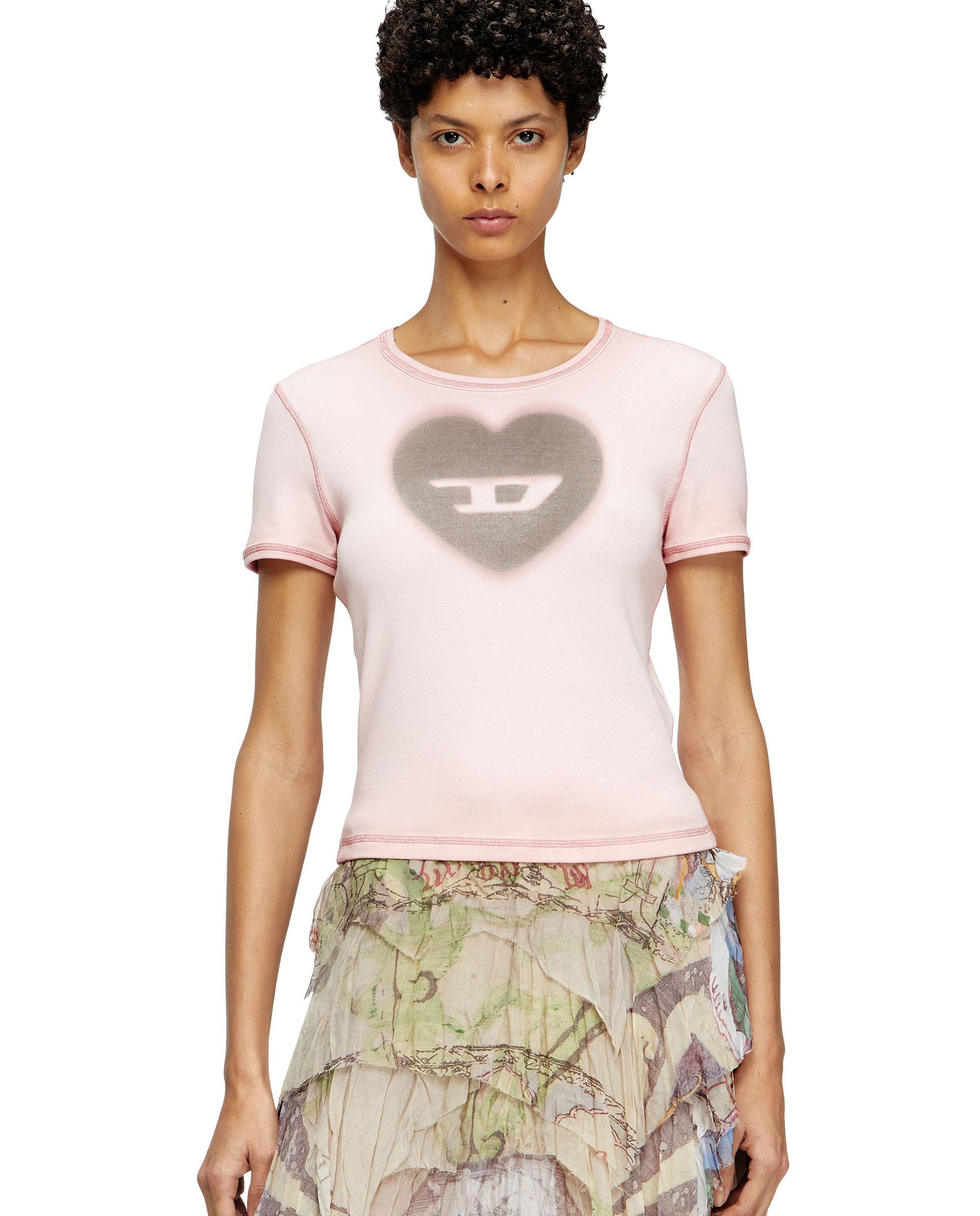 Diesel - Camiseta DIESEL de mujer de manga corta con efecto desgastado.