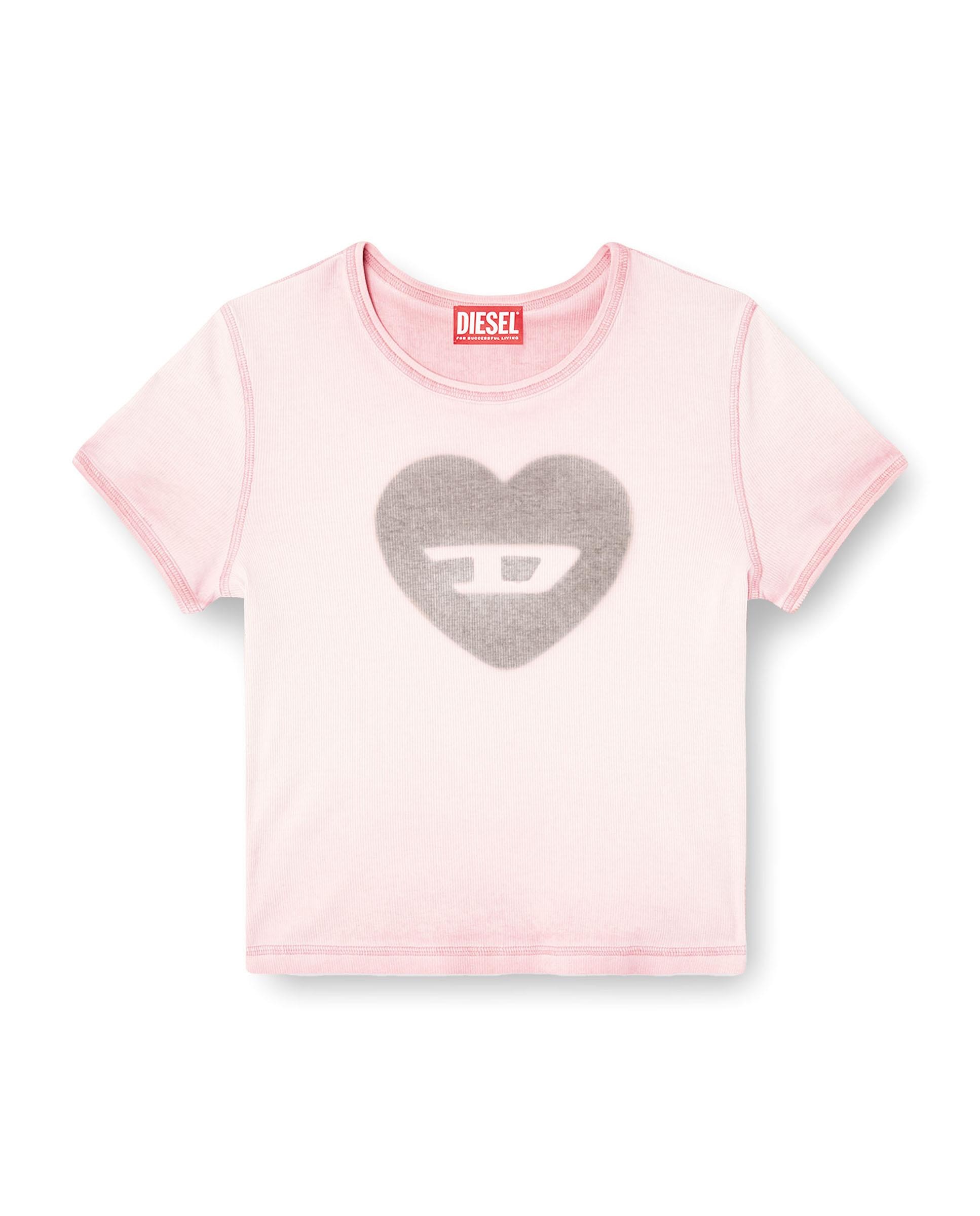 Camiseta DIESEL de mujer de manga corta con efecto desgastado - Rosa claro Rosa claro-4