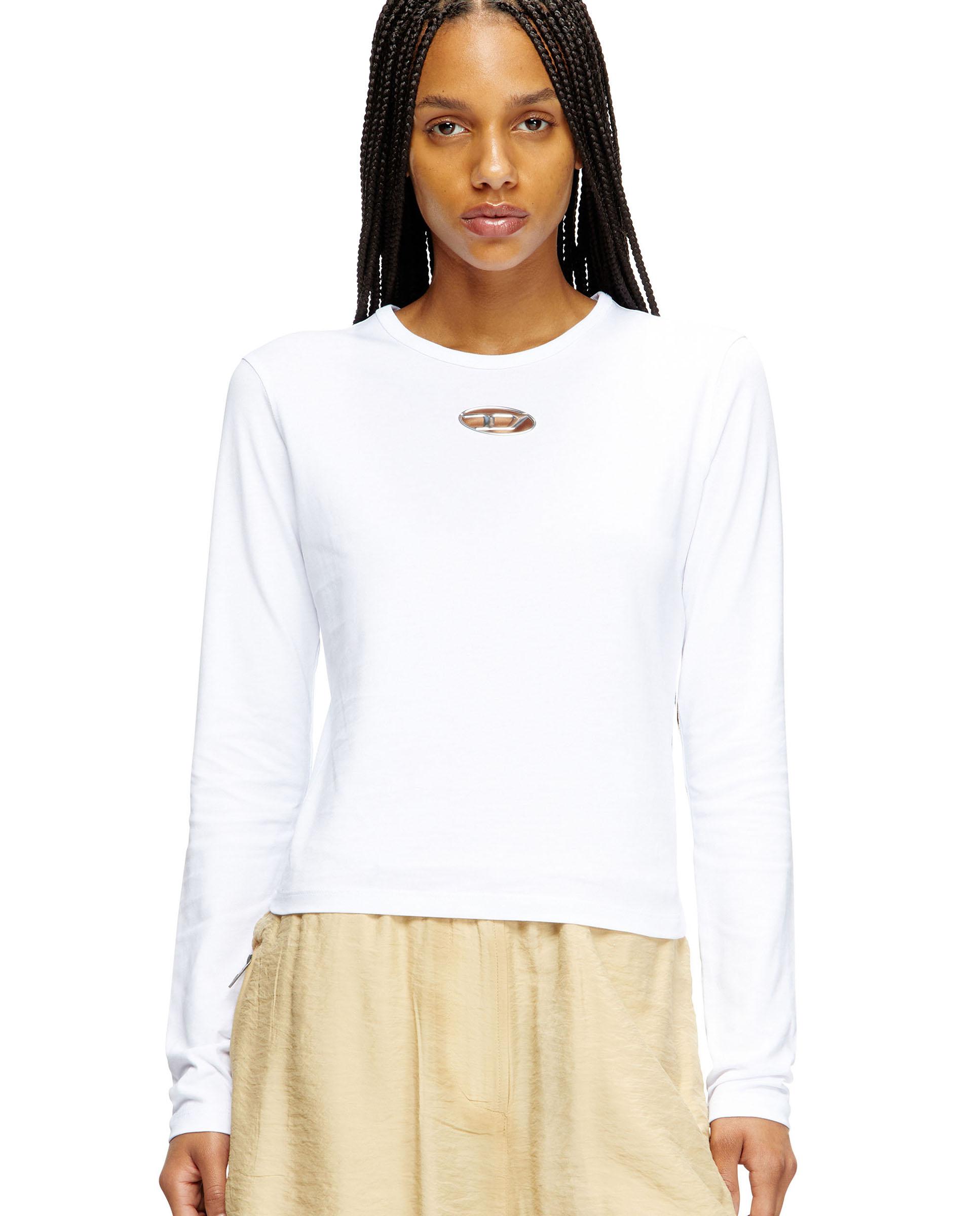 Imagen 0 de Camiseta de mujer 100% algodón de manga larga Blanco