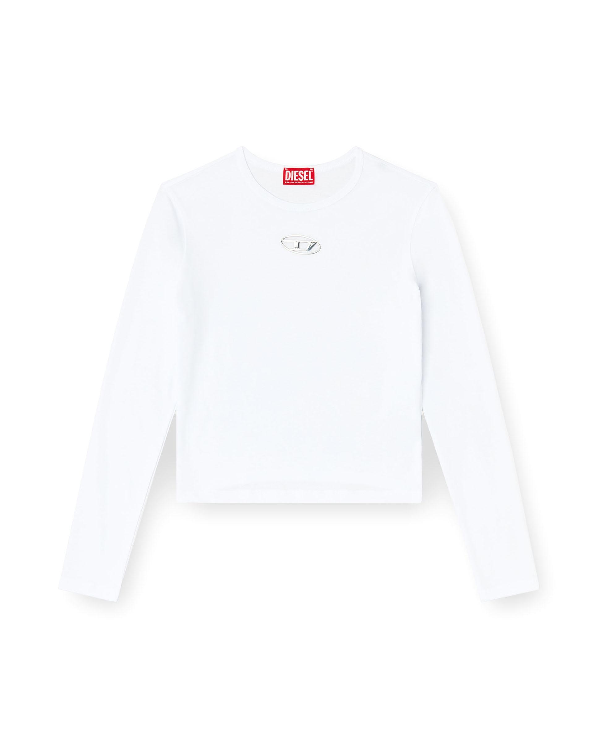 Camiseta de mujer 100% algodón de manga larga - Diesel - Blanco Blanco-4