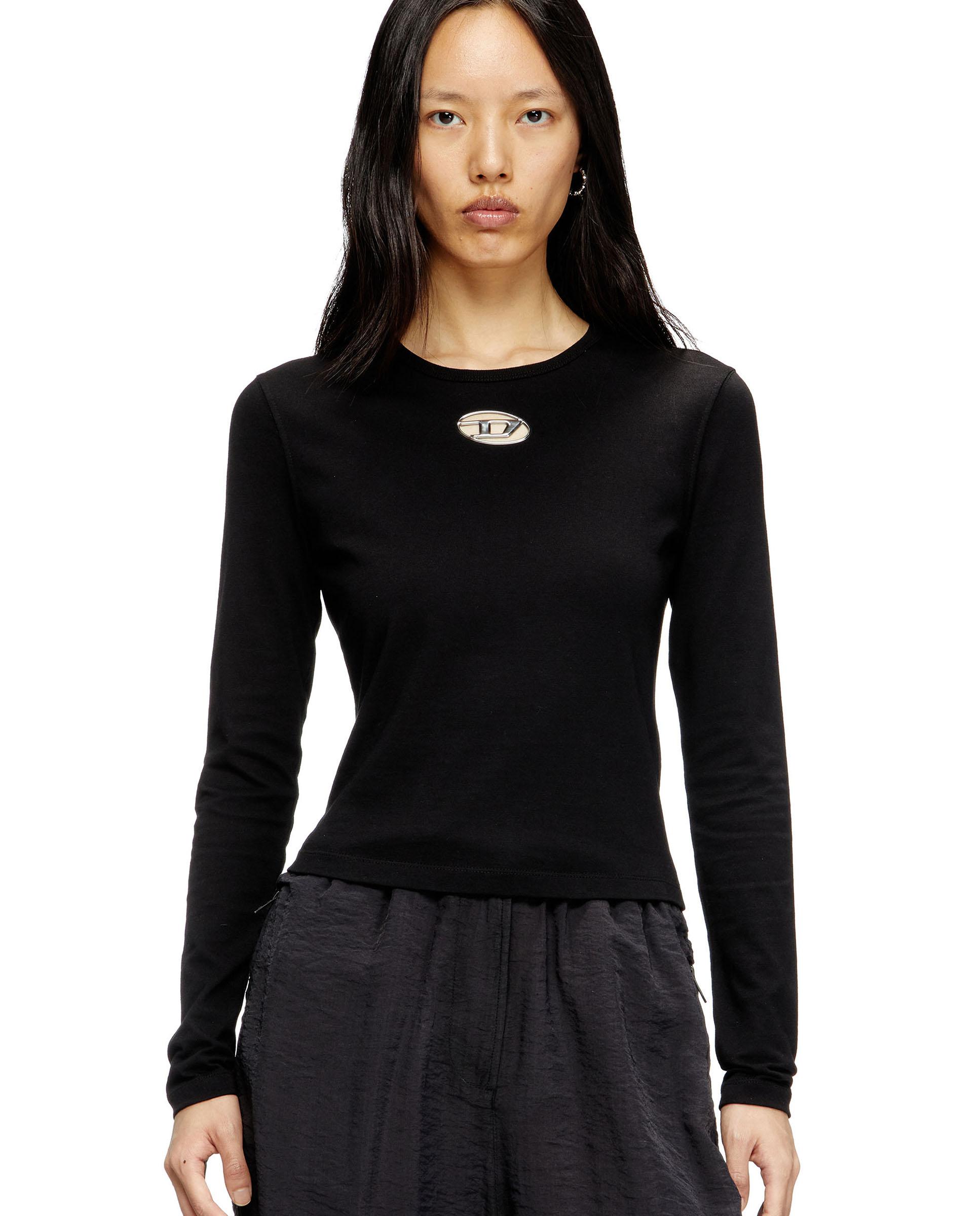Camiseta de mujer 100% algodón de manga larga - Diesel - Negro Negro-1