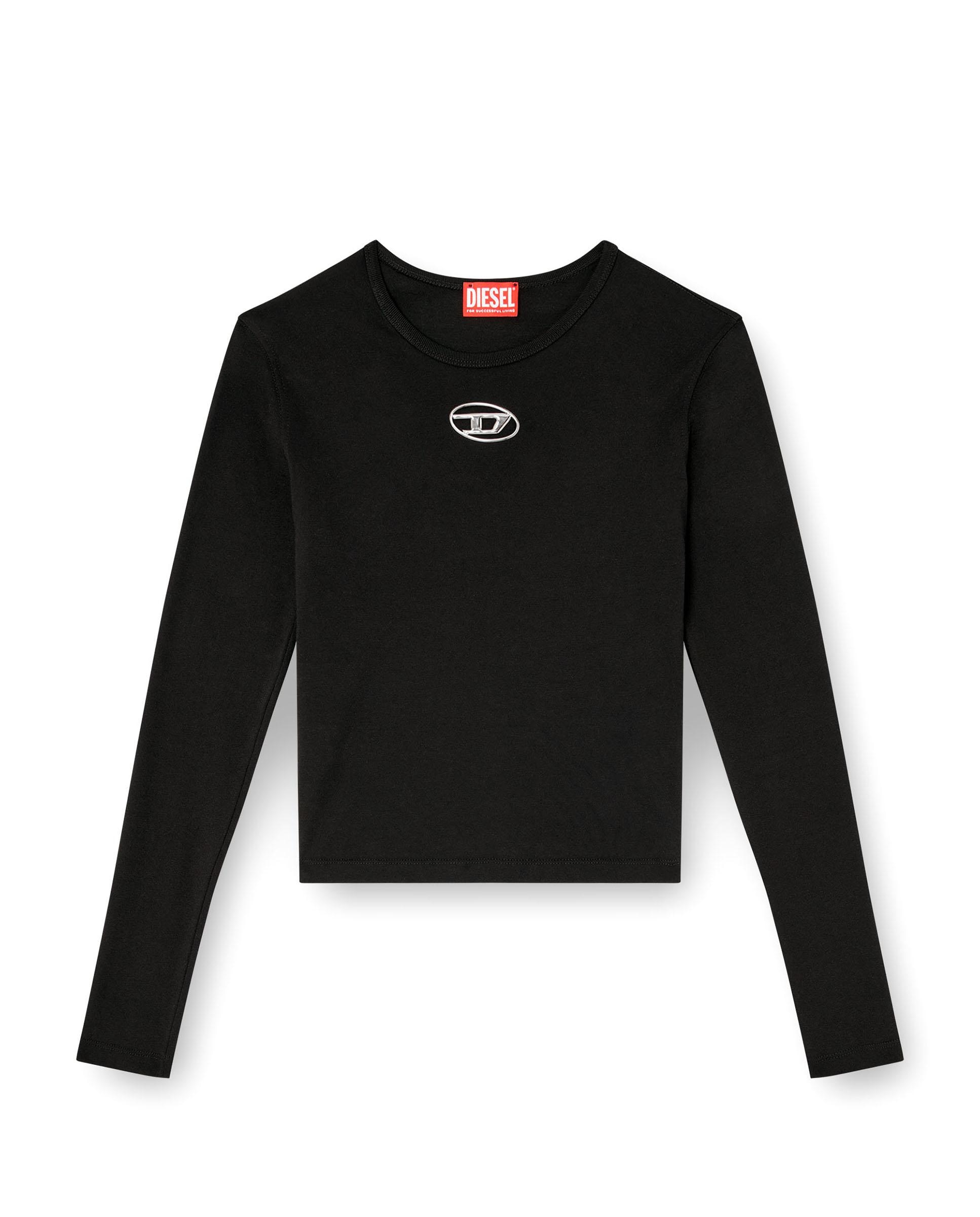 Camiseta de mujer 100% algodón de manga larga - Diesel - Negro Negro-4
