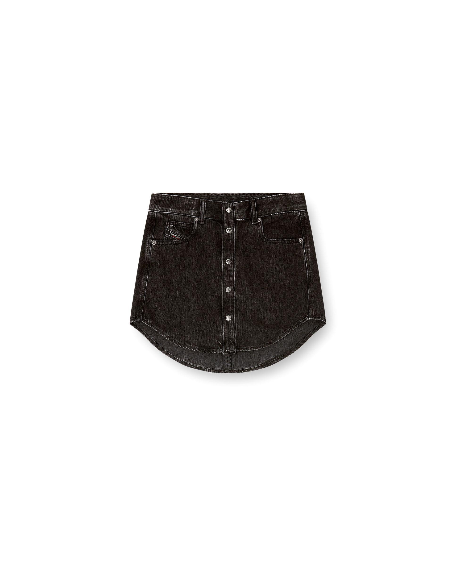 Falda corta DIESEL denim 5 bolsillos - Negro Negro-4