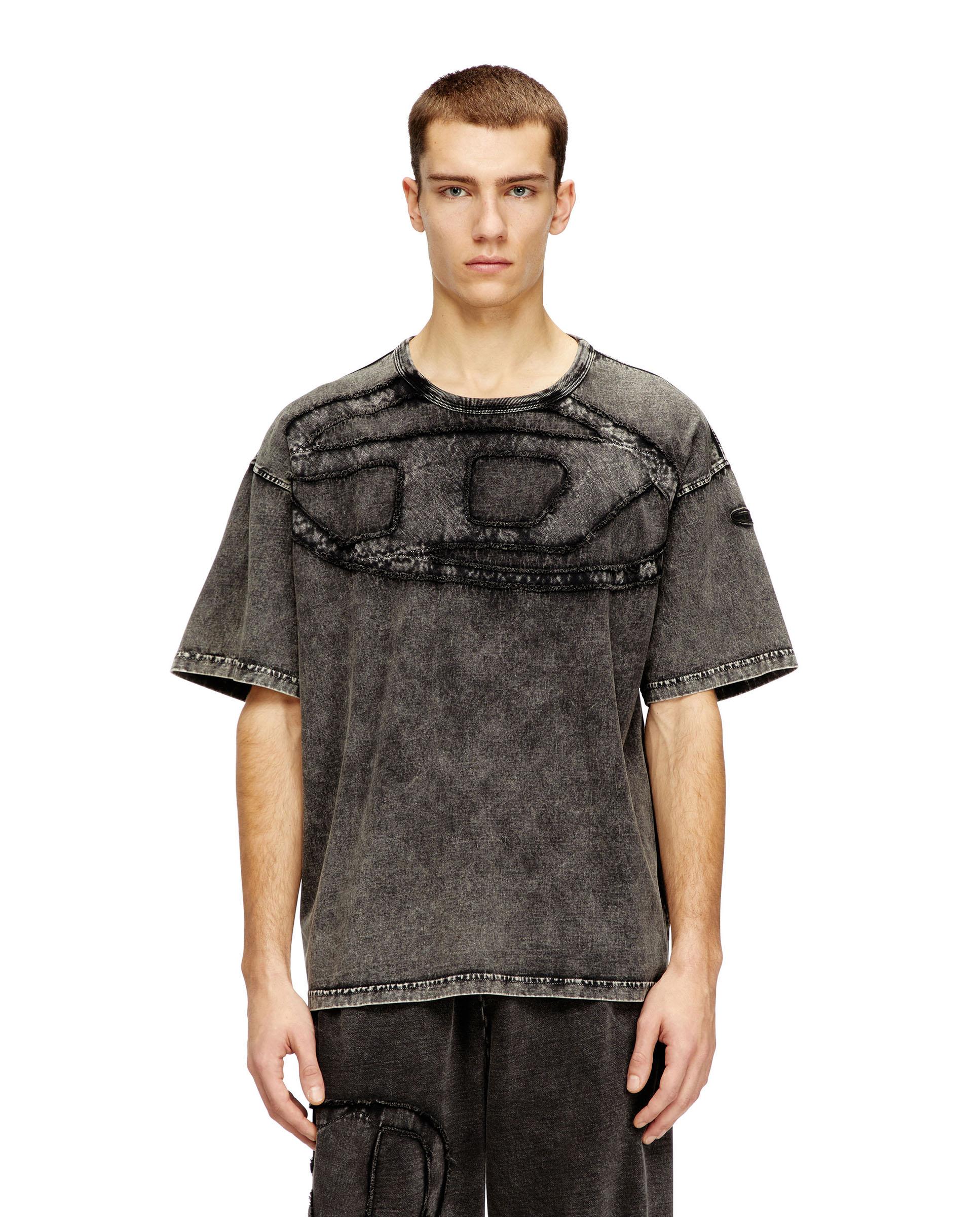 Diesel - Camiseta oversize de hombre de algodón con aplique Oval D.