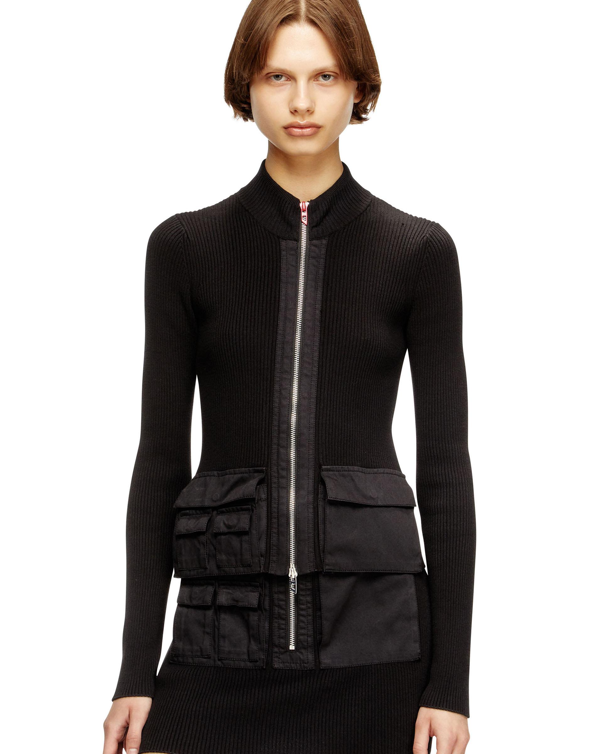 Cazadora de mujer 100% algodón de cuello alto - Diesel - Negro Negro-1