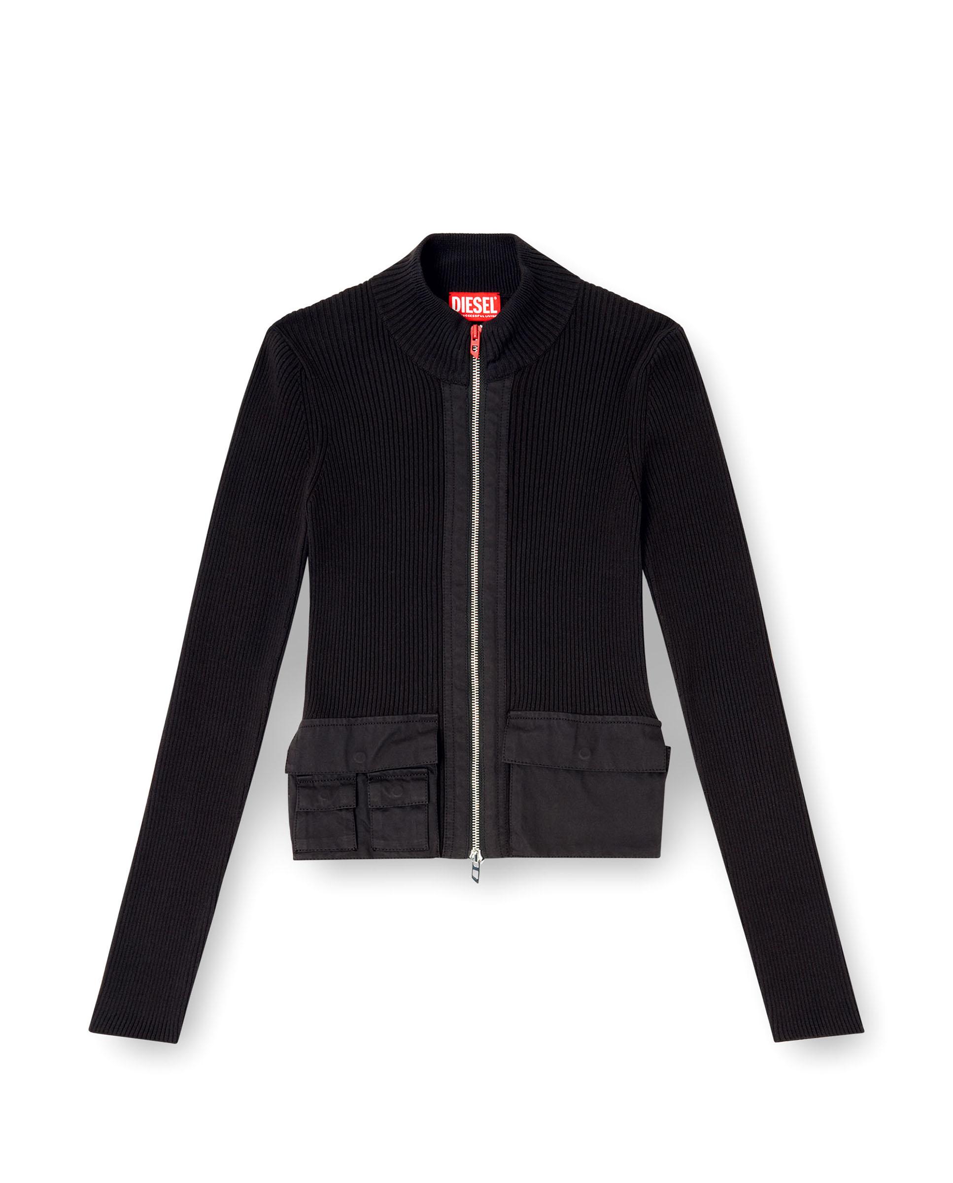 Cazadora de mujer 100% algodón de cuello alto - Diesel - Negro Negro-5