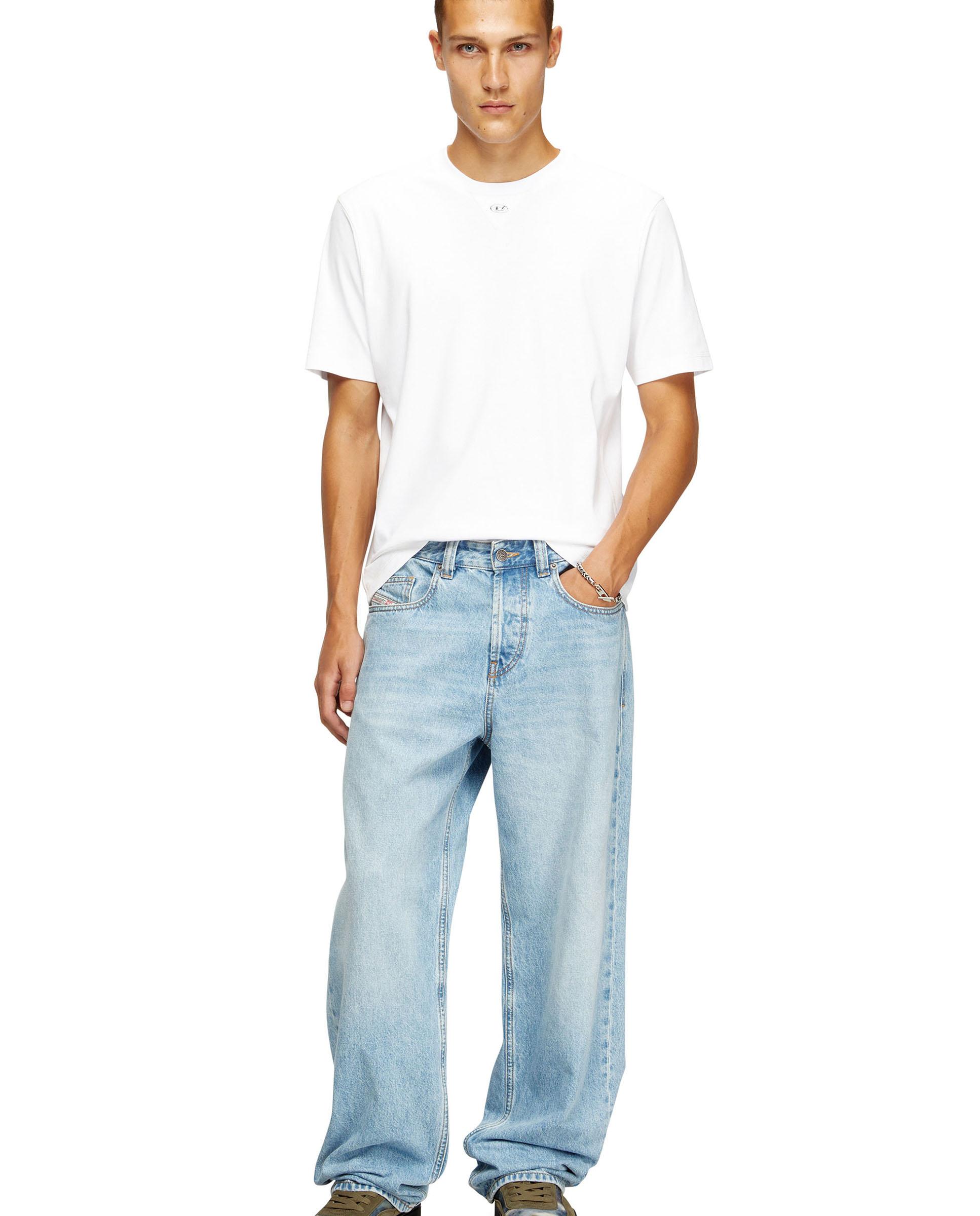 Camiseta regular de hombre de manga corta con cuello redondo y oval d - Diesel - Blanco Blanco-3