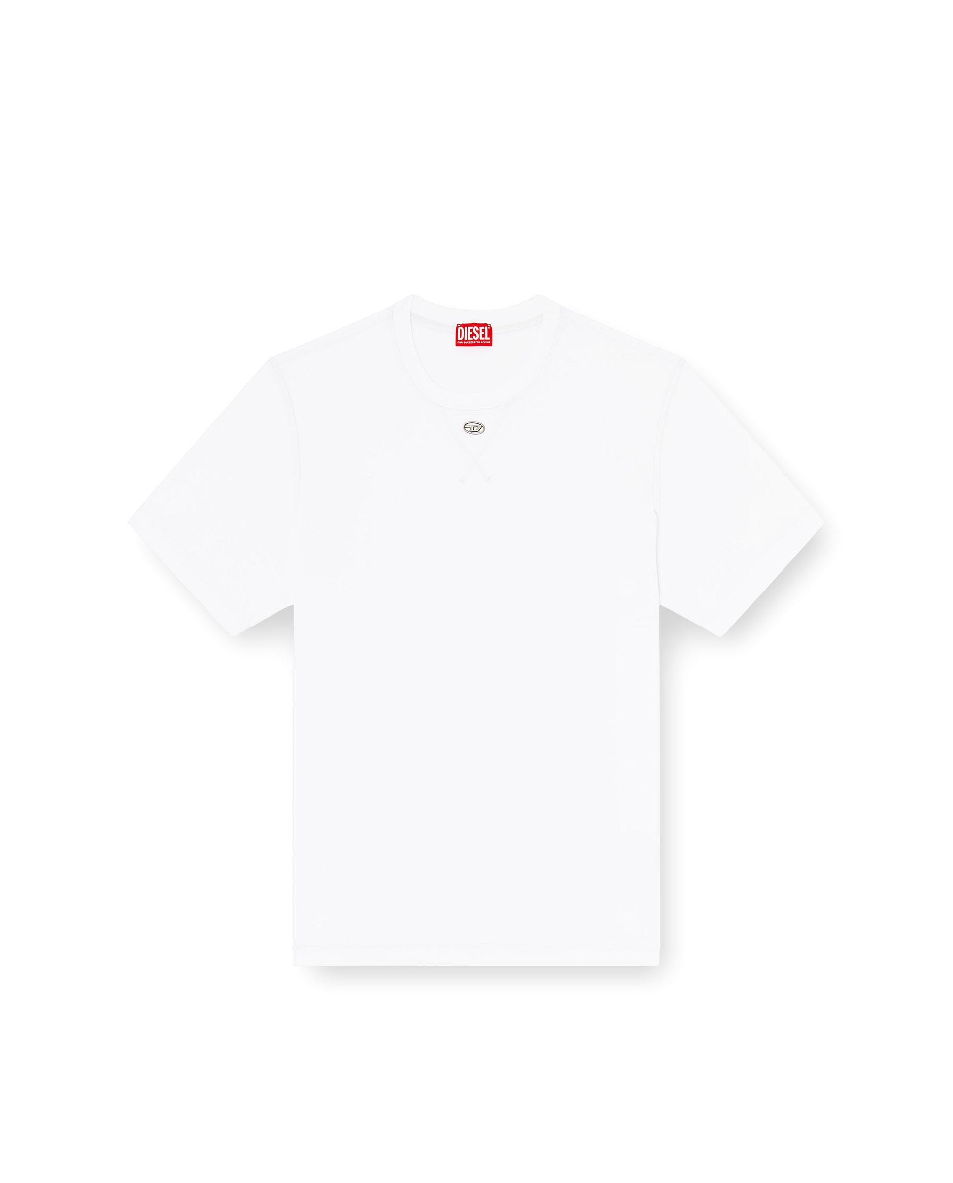 Camiseta regular de hombre de manga corta con cuello redondo y oval d - Diesel - Blanco Blanco-4