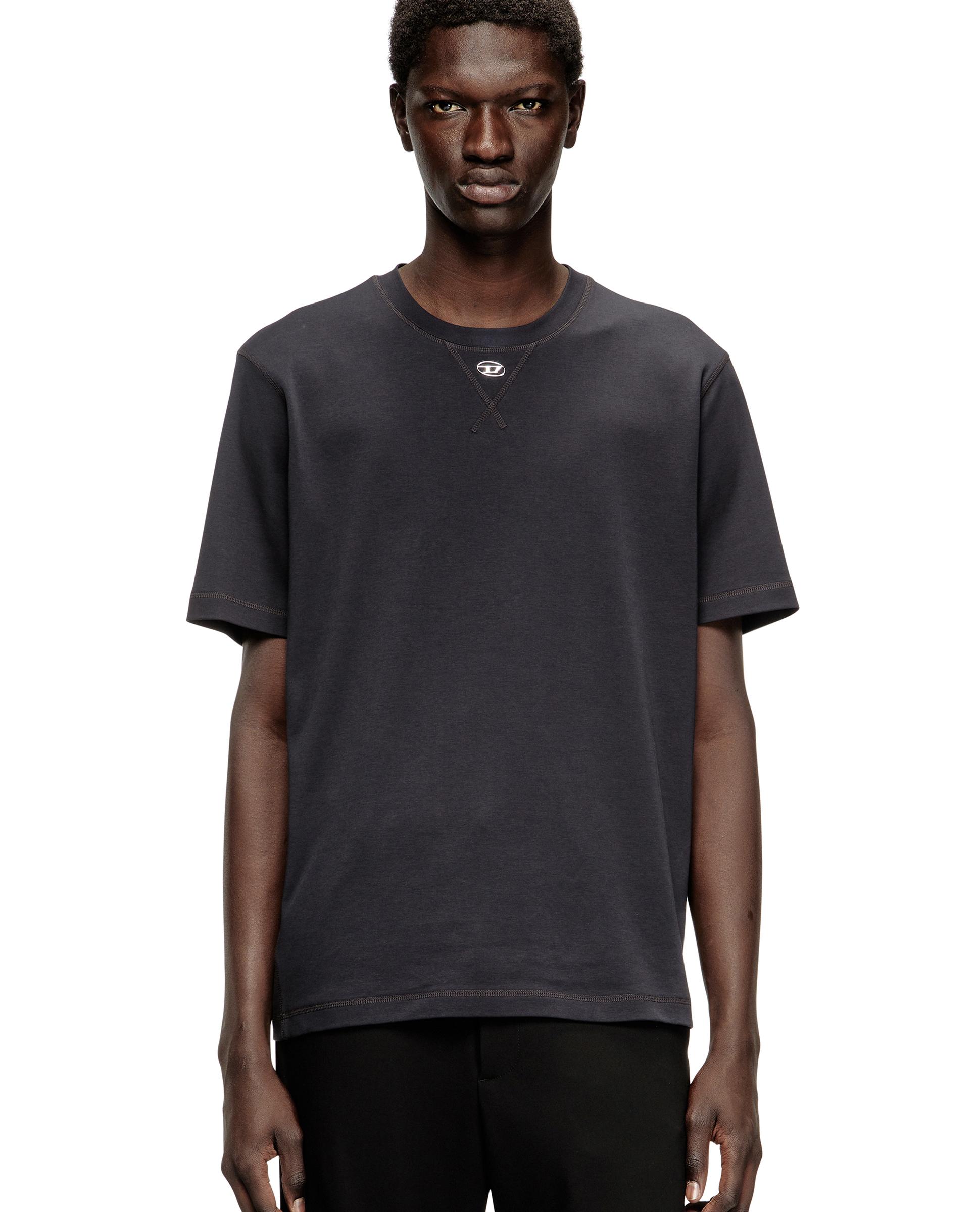 Camiseta regular de hombre de manga corta con cuello redondo y oval d - Diesel - Gris Gris-1