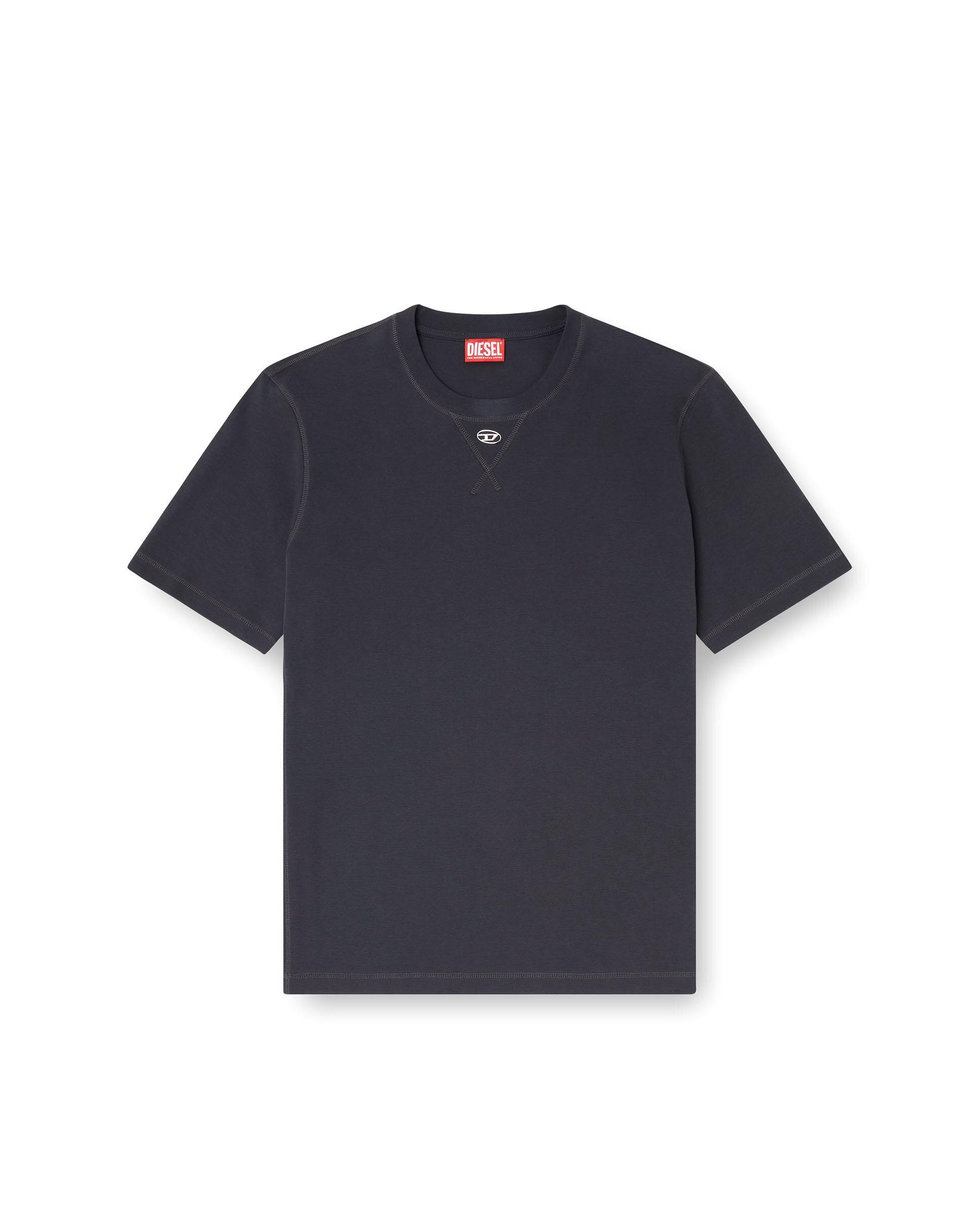 Camiseta regular de hombre de manga corta con cuello redondo y oval d - Diesel - Gris Gris-4