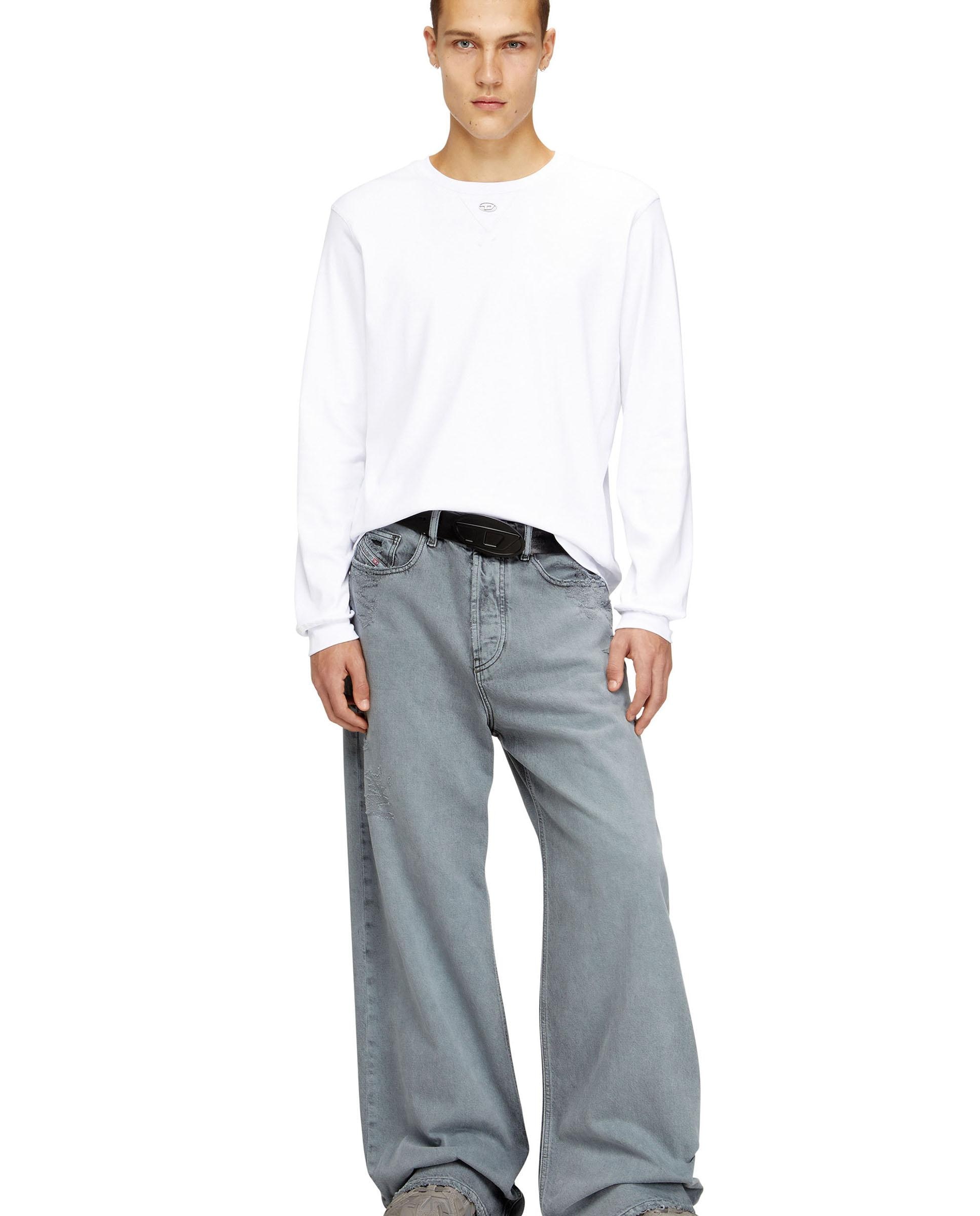 Camiseta de hombre de manga larga de algodón con oval d - Diesel - Blanco Blanco-3