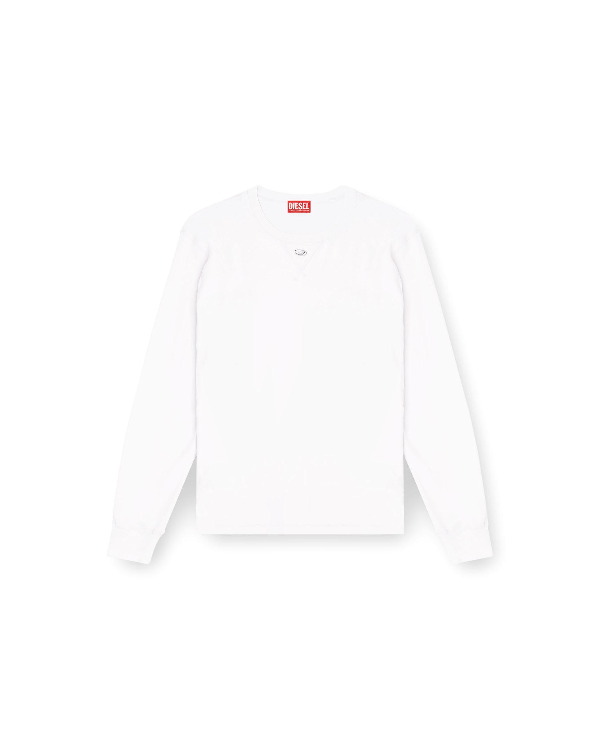 Camiseta de hombre de manga larga de algodón con oval d - Diesel - Blanco Blanco-4