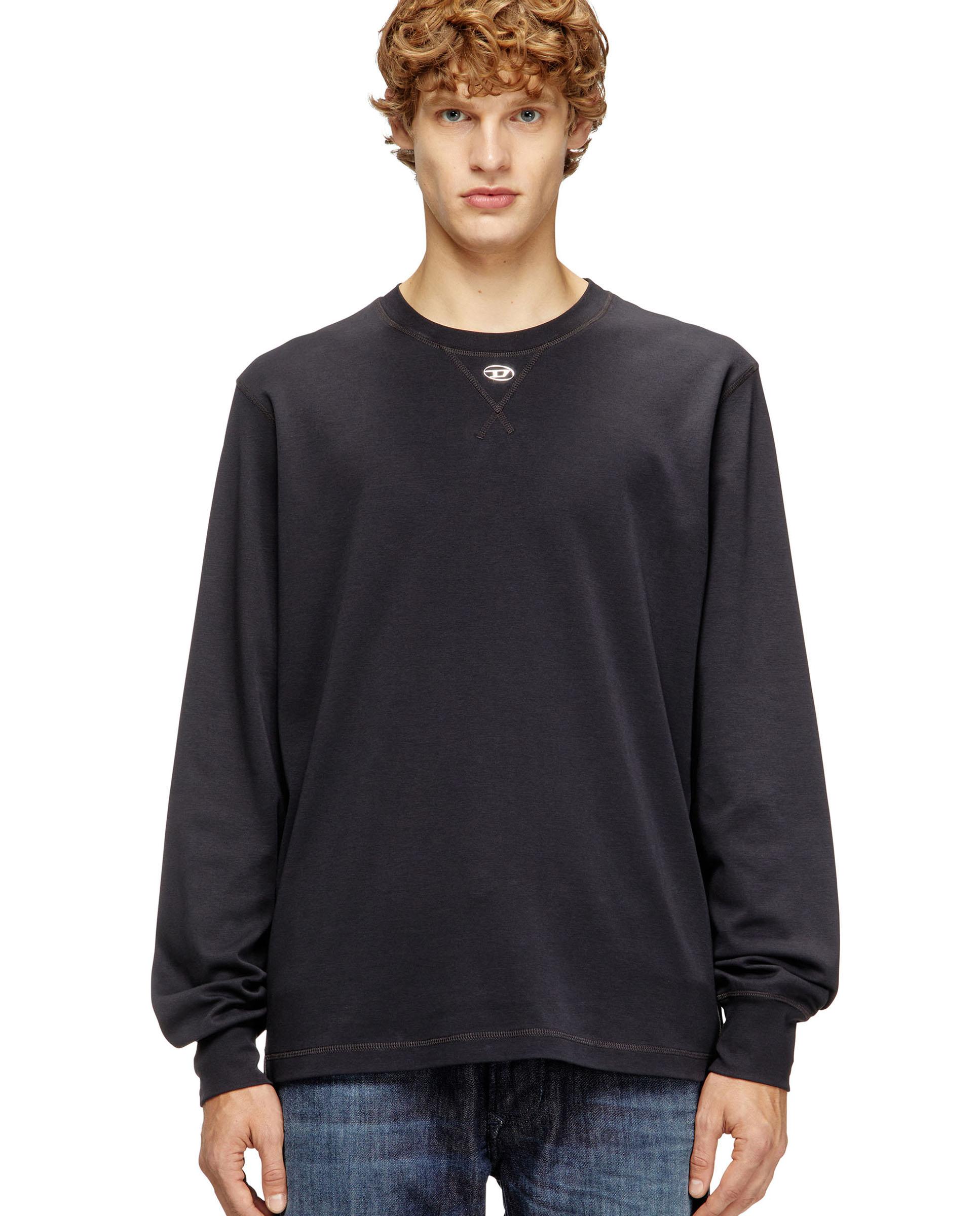 Camiseta de hombre de manga larga de algodón con oval d - Diesel - Gris Gris-1