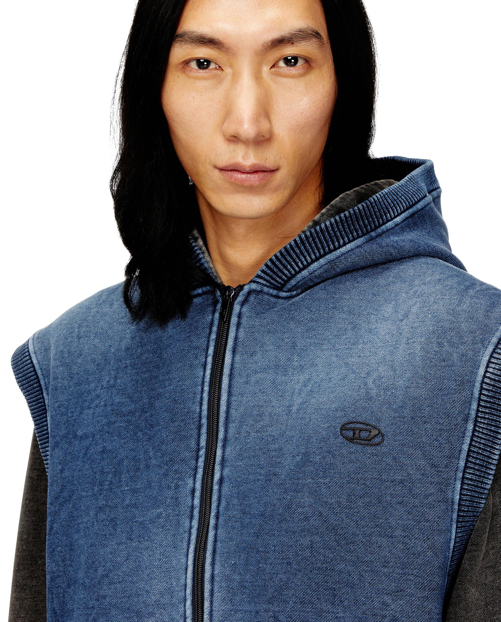Sudadera con capucha de hombre DIESEL sin mangas - Azul denim Azul denim-3