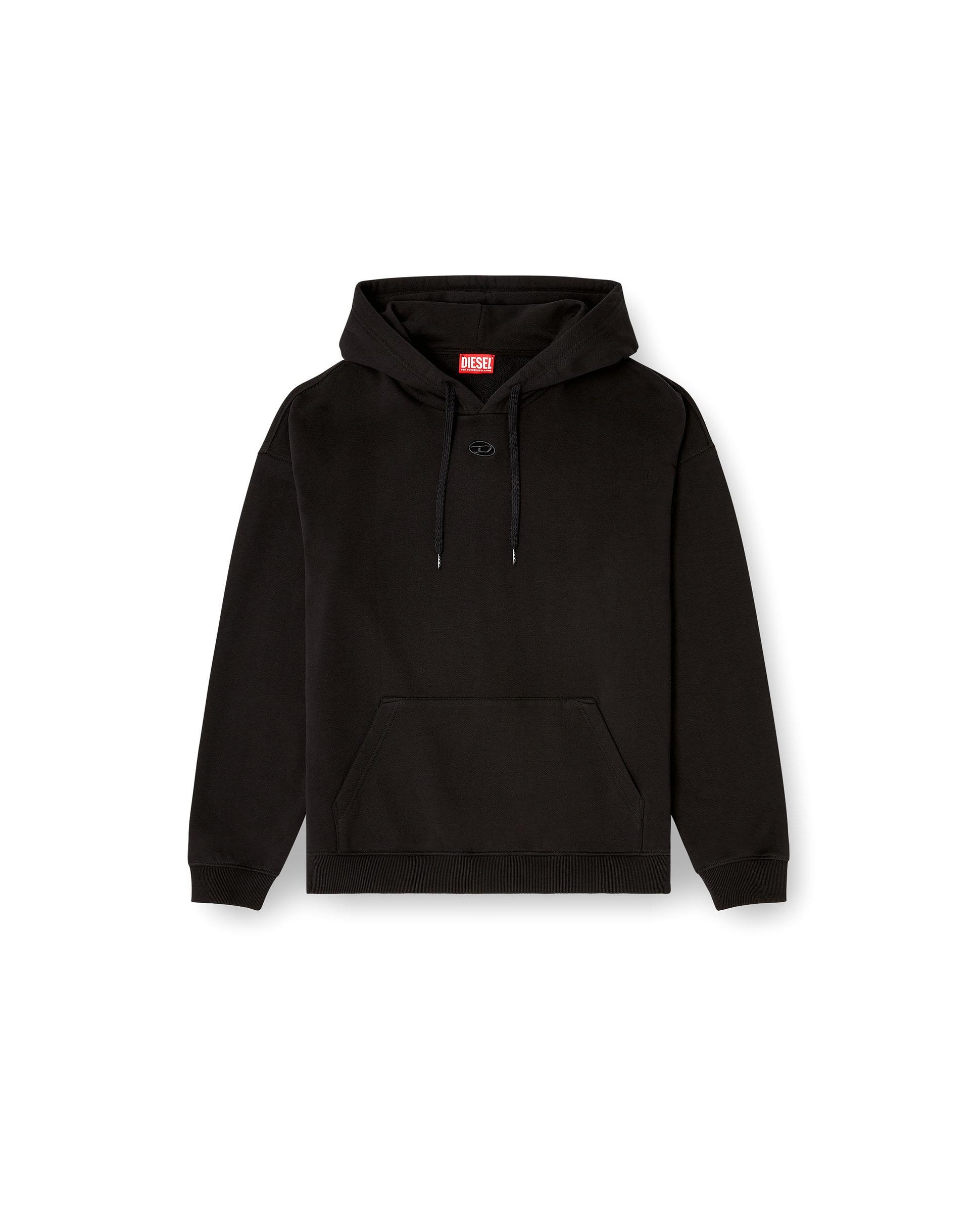 Sudadera de hombre de corte relajado con bolsillo canguro - Diesel - Negro Negro-4