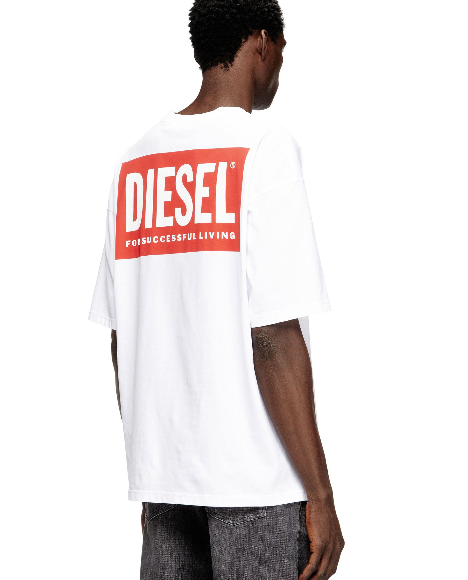 Camiseta de hombre de manga corta de algodón con estampado diesel biscotto - Blanco Blanco-2