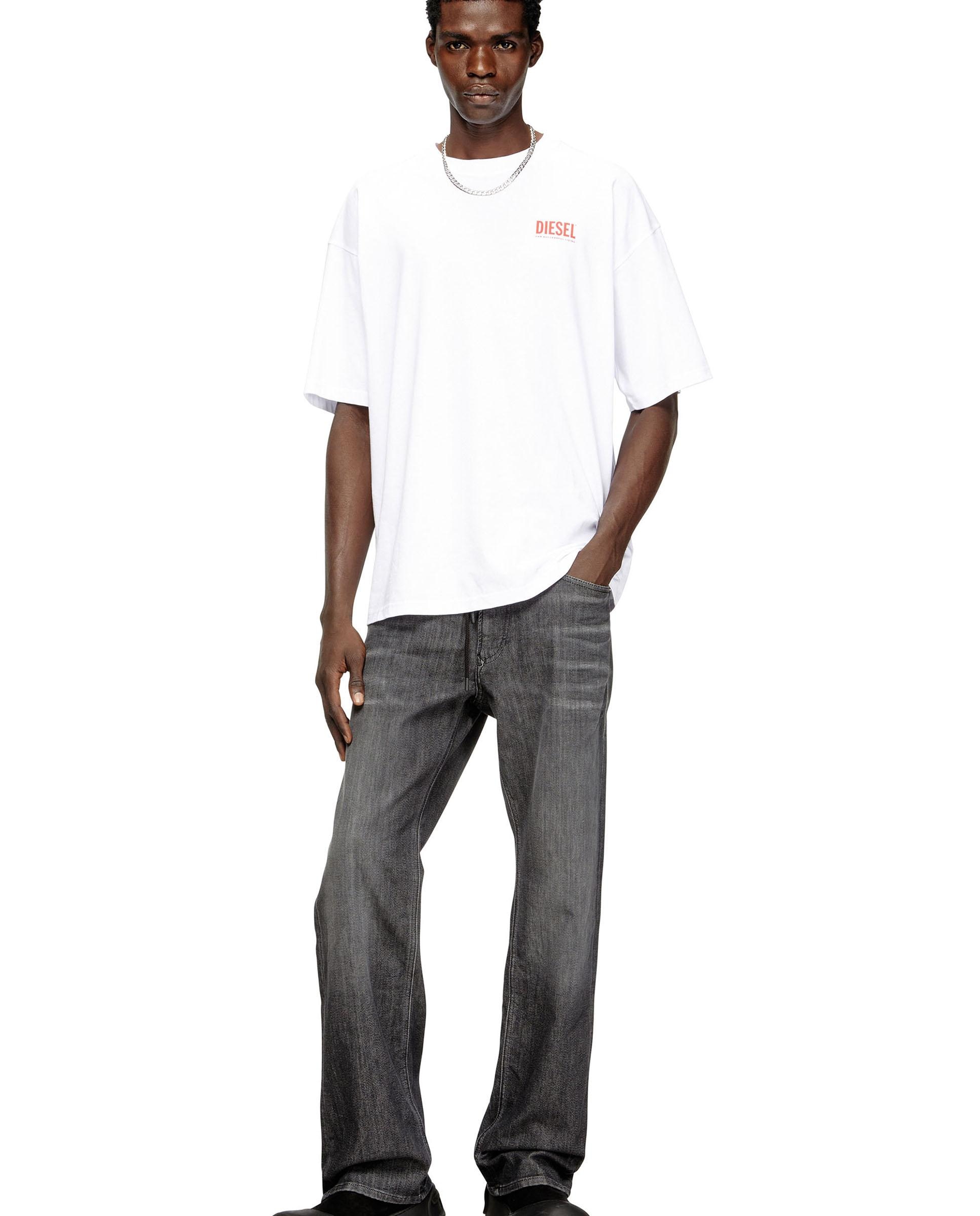 Camiseta de hombre de manga corta de algodón con estampado diesel biscotto - Blanco Blanco-3