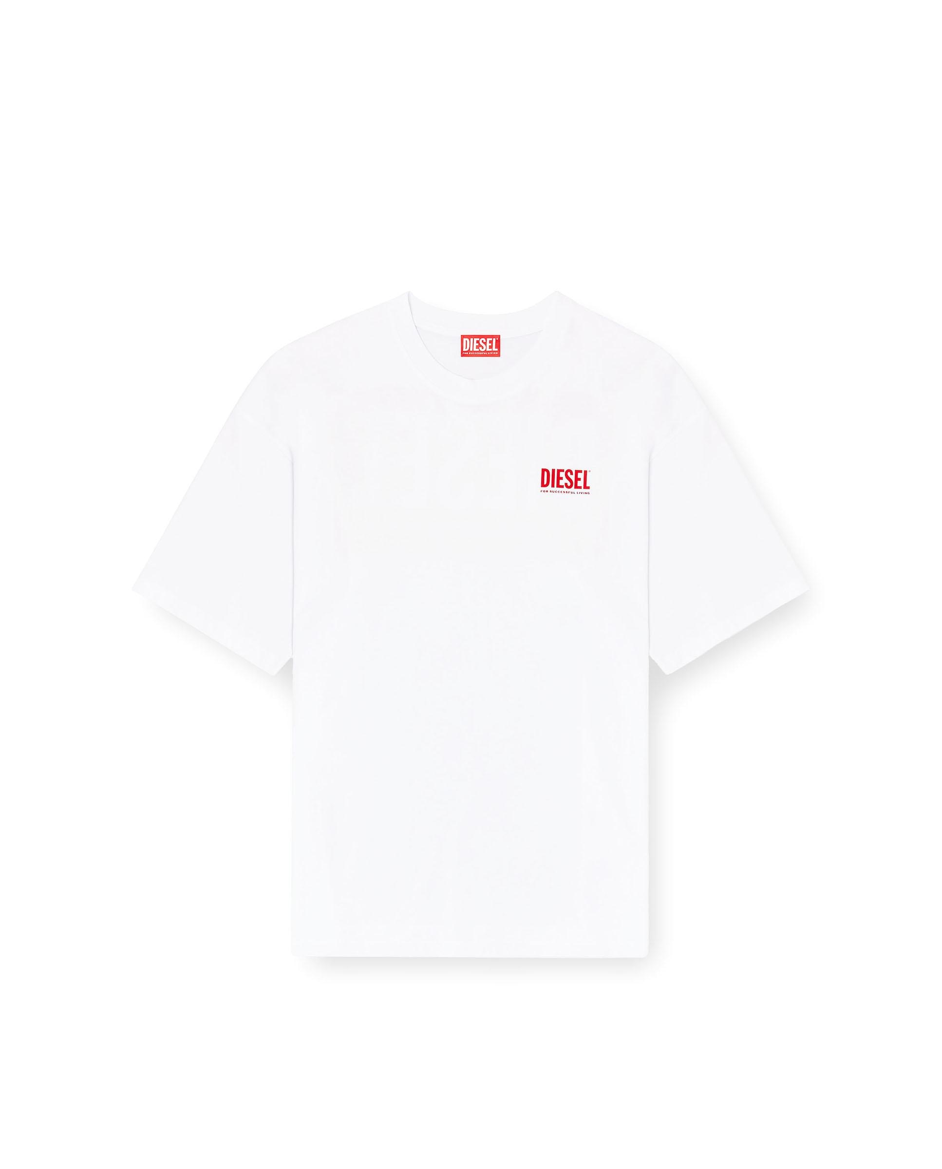 Camiseta de hombre de manga corta de algodón con estampado diesel biscotto - Blanco Blanco-4