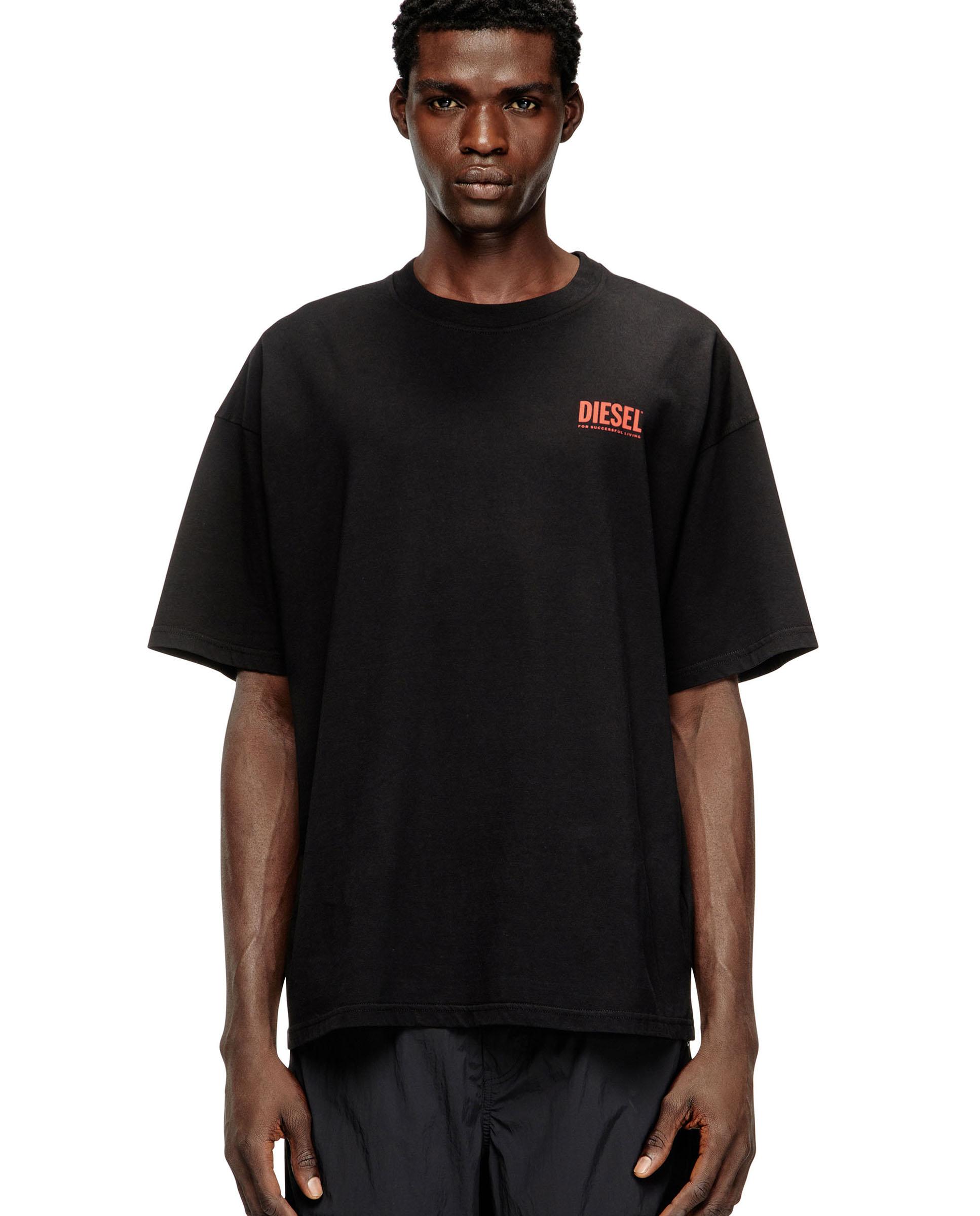 Camiseta de hombre de manga corta de algodón con estampado diesel biscotto - Negro Negro-1
