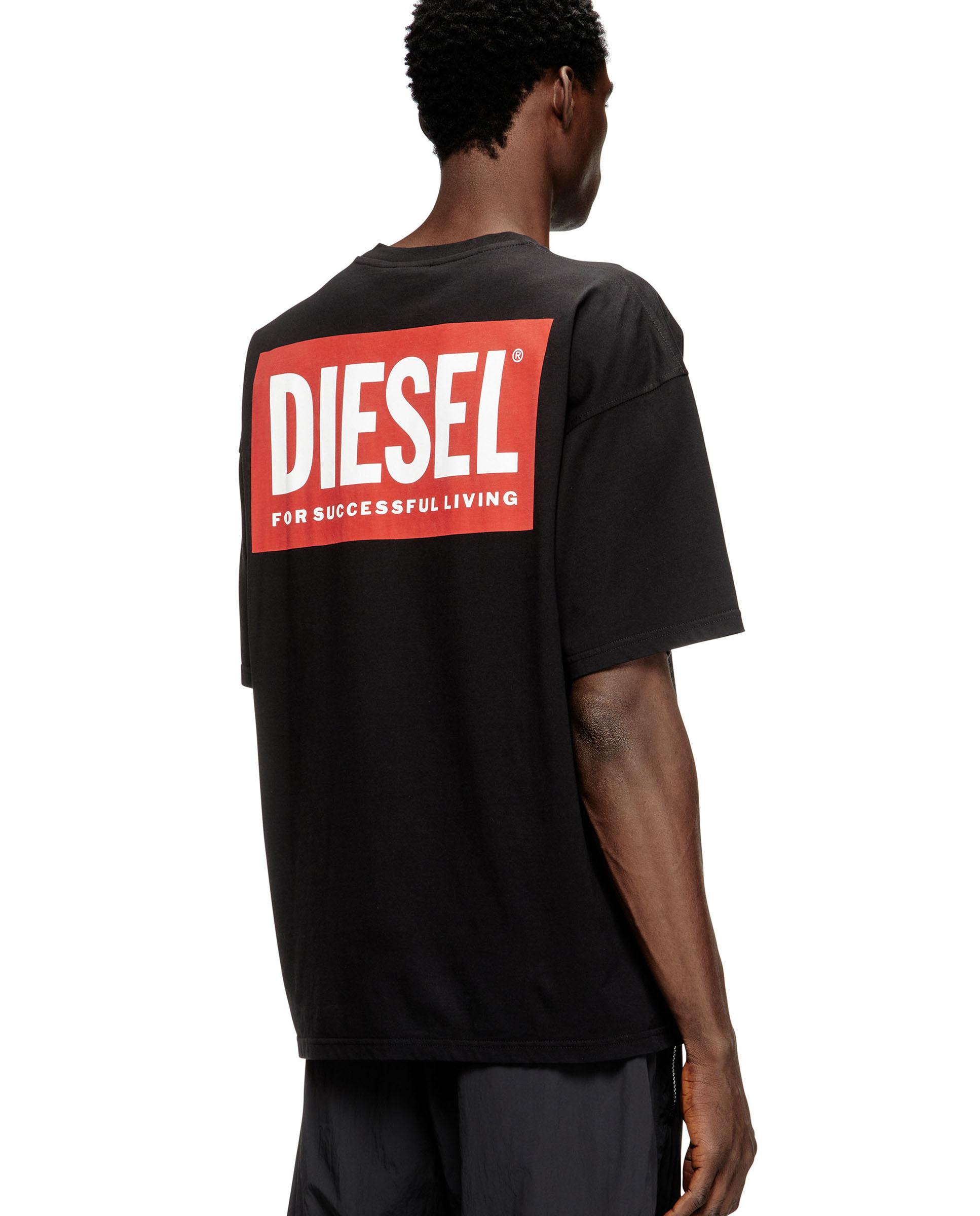 Camiseta de hombre de manga corta de algodón con estampado diesel biscotto - Negro Negro-2
