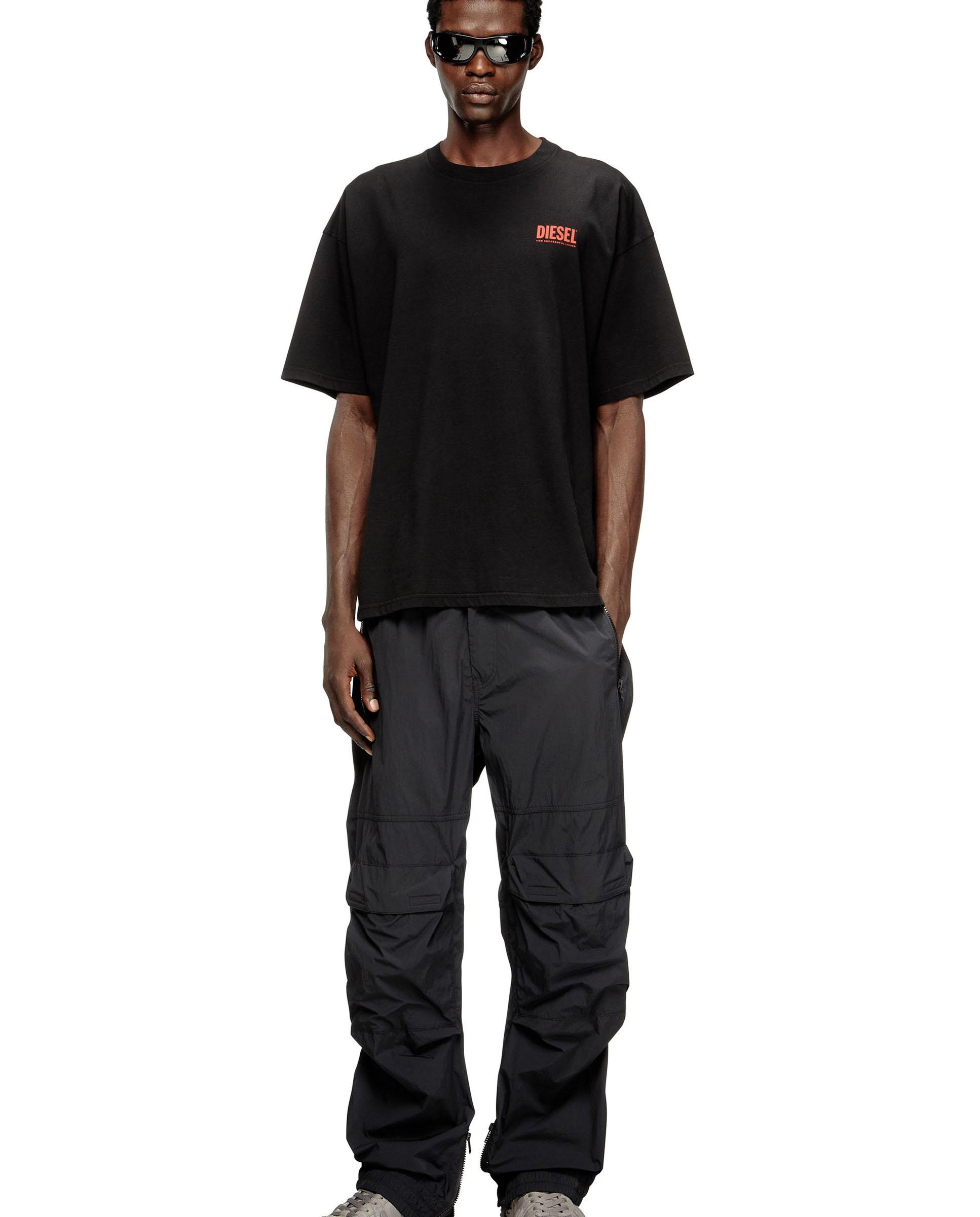 Camiseta de hombre de manga corta de algodón con estampado diesel biscotto - Negro Negro-3