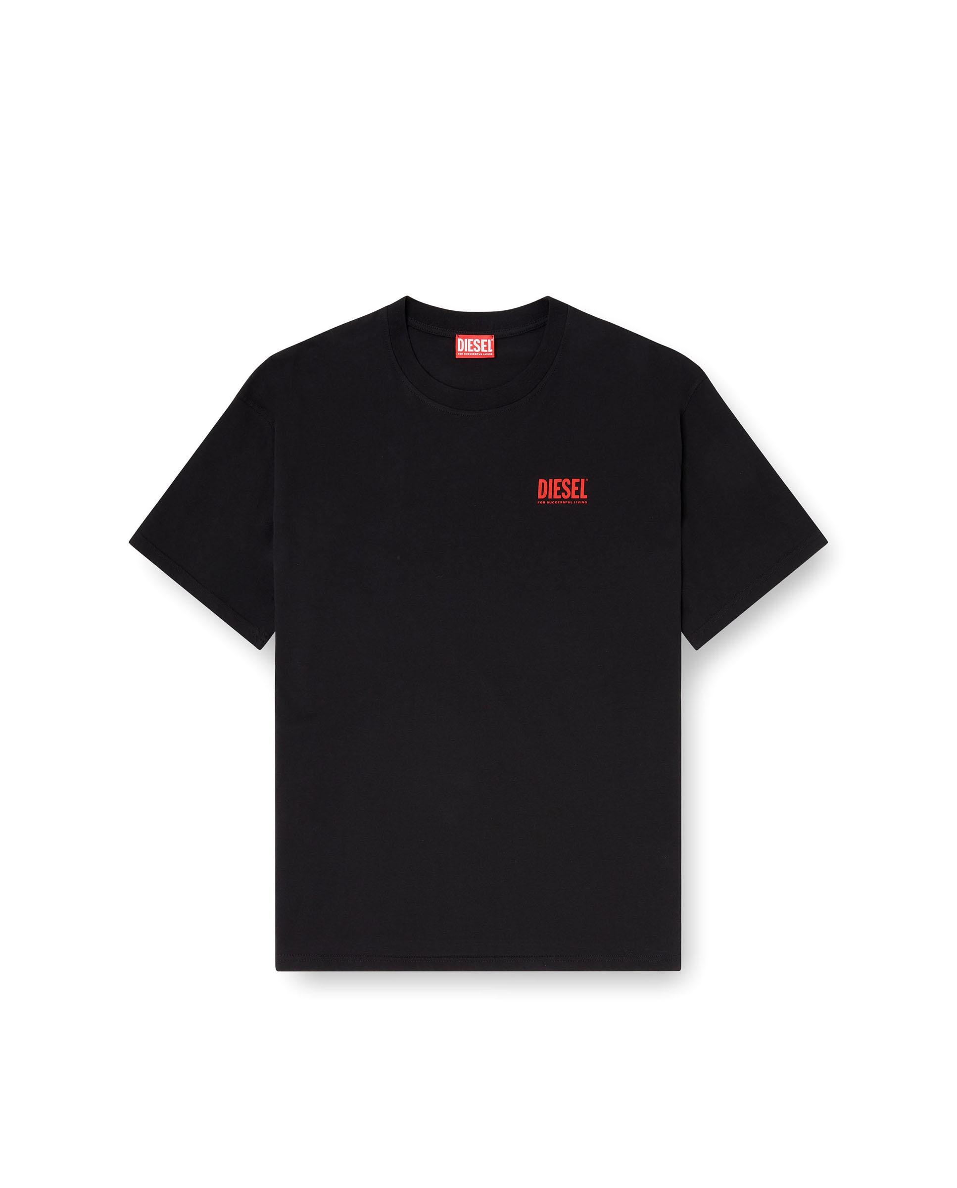 Camiseta de hombre de manga corta de algodón con estampado diesel biscotto - Negro Negro-4