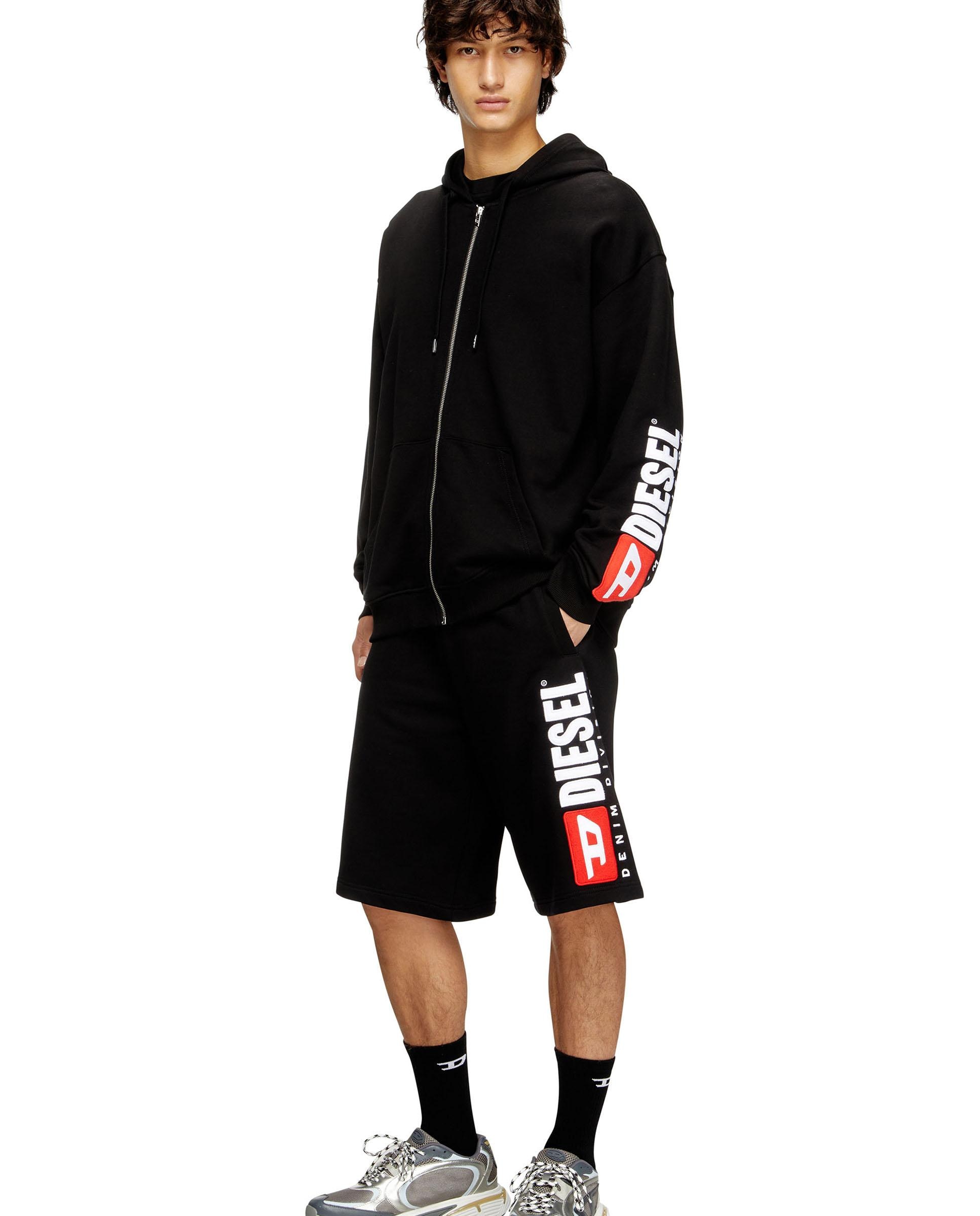 Pantalones cortos de hombre de lana con parche de logo maxi - Diesel - Negro Negro-3
