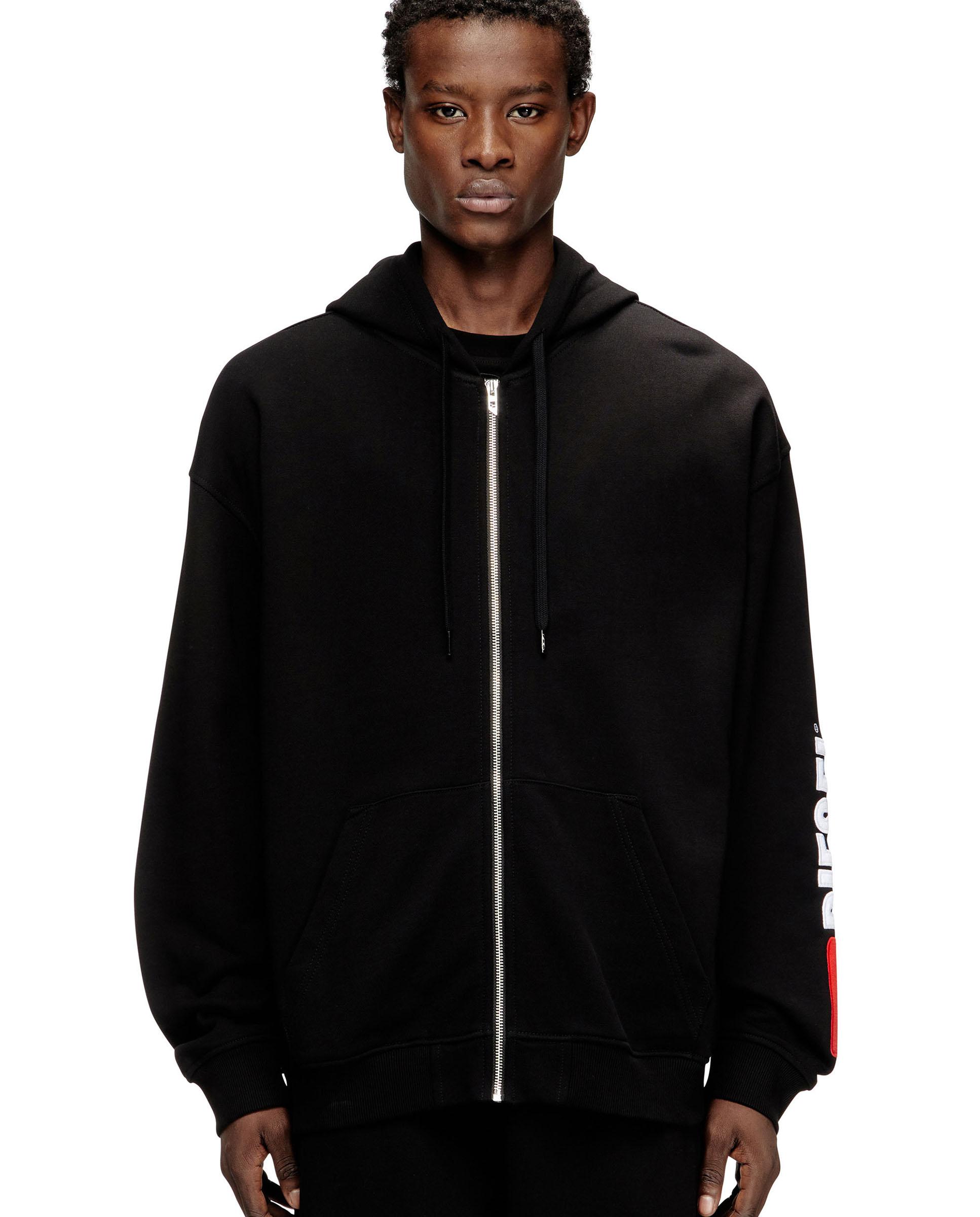 Imagen 0 de Sudadera de hombre con capucha y bordado de parche con logotipo Negro