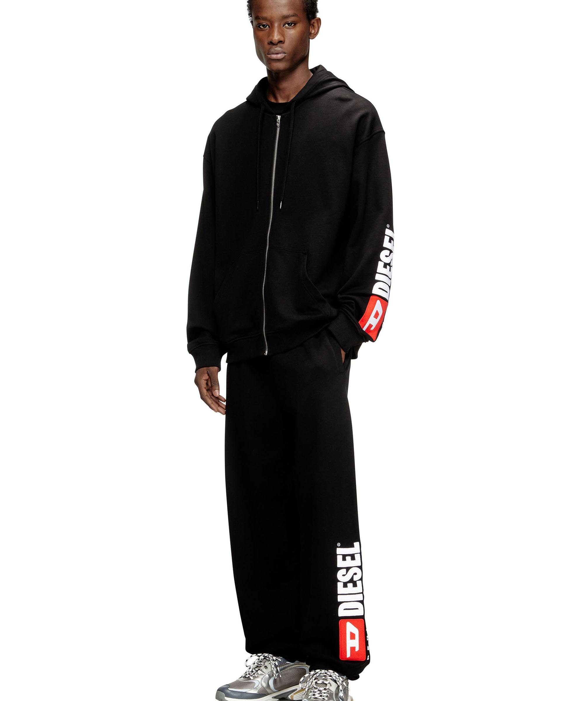 Sudadera de hombre con capucha y bordado de parche con logotipo - Diesel - Negro Negro-3