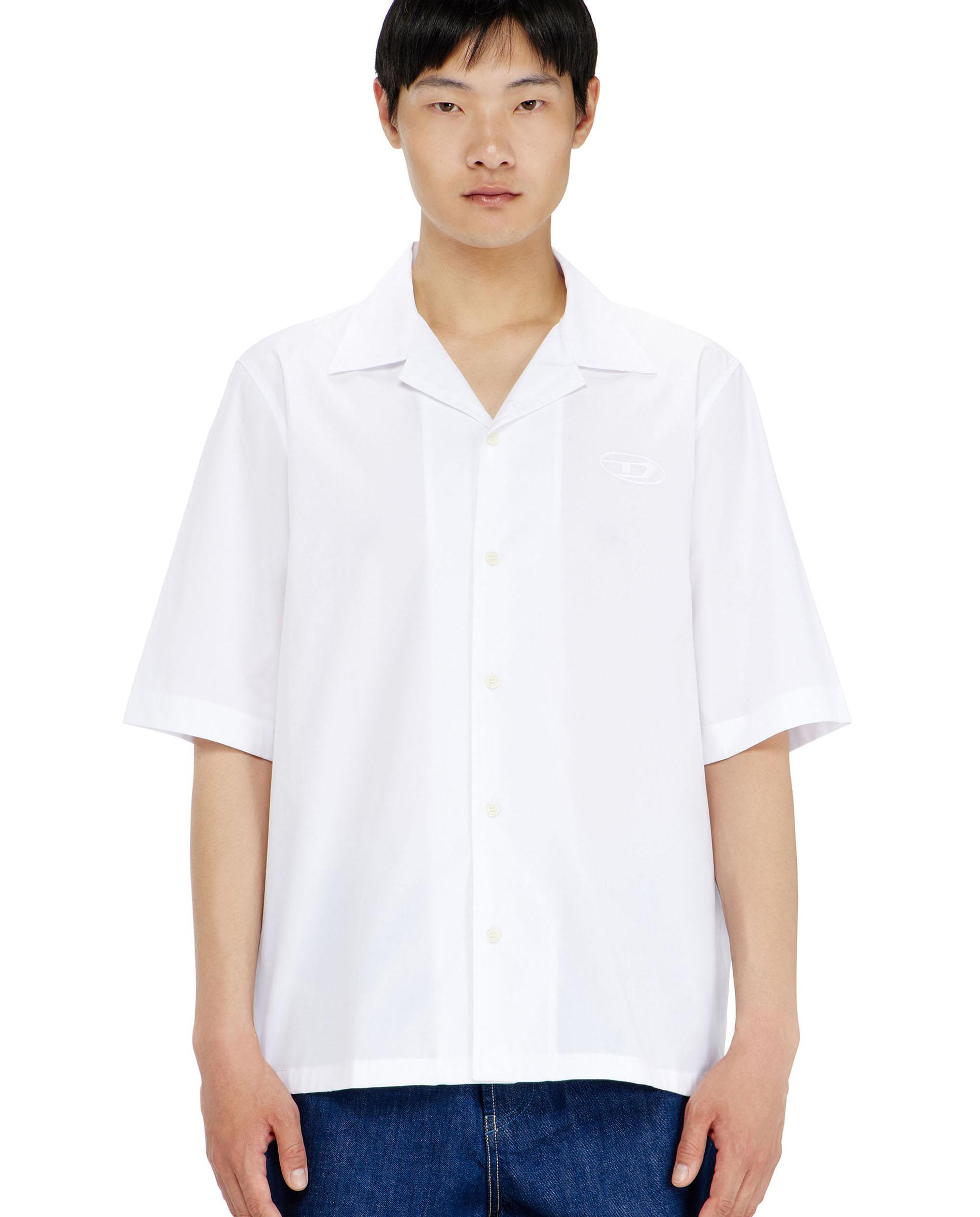 Imagen 1 de Camisa de hombre de manga corta y popelina elástica con bordado oval d - Diesel - Blanco Blanco