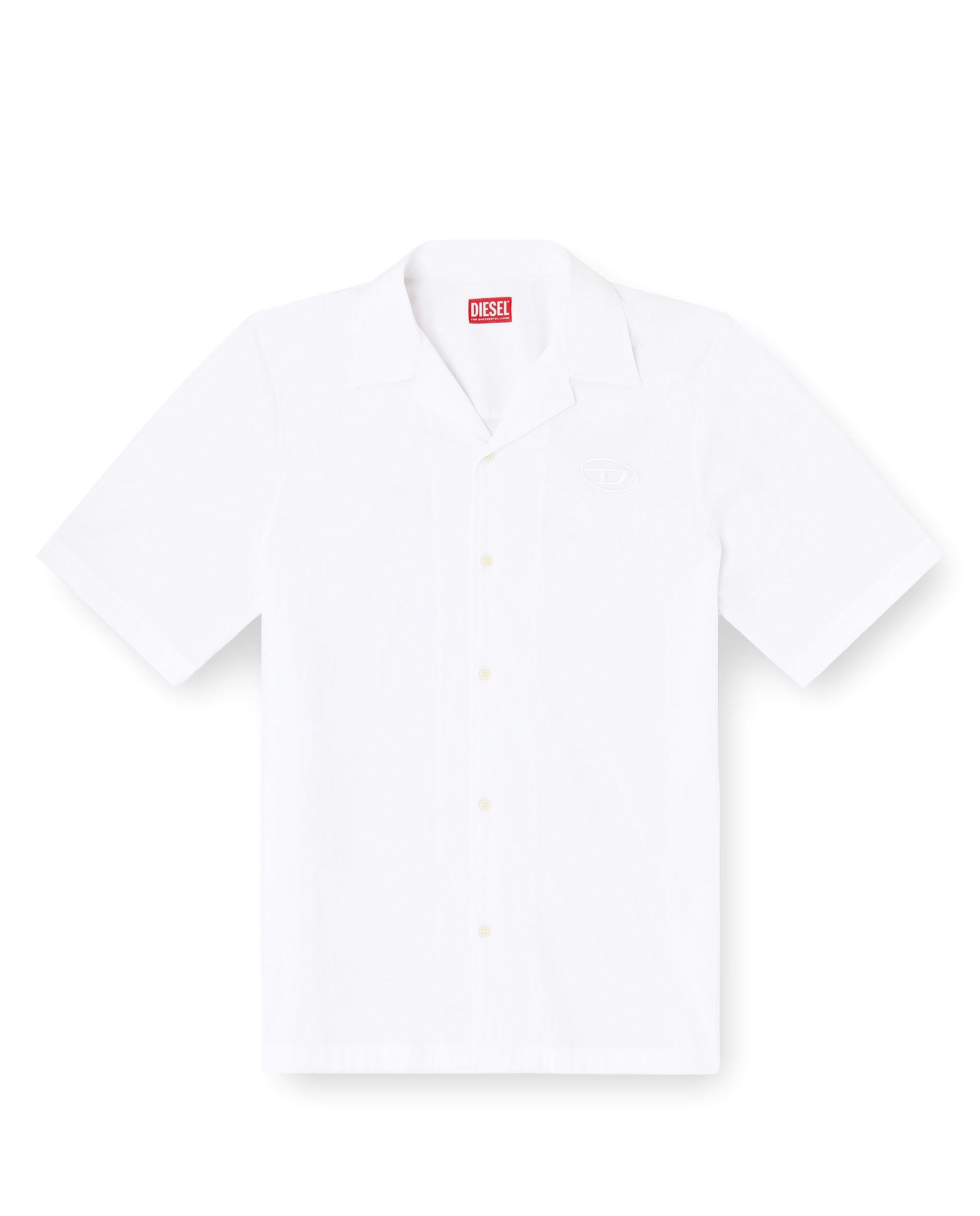 Imagen 4 de Camisa de hombre de manga corta y popelina elástica con bordado oval d - Diesel - Blanco Blanco