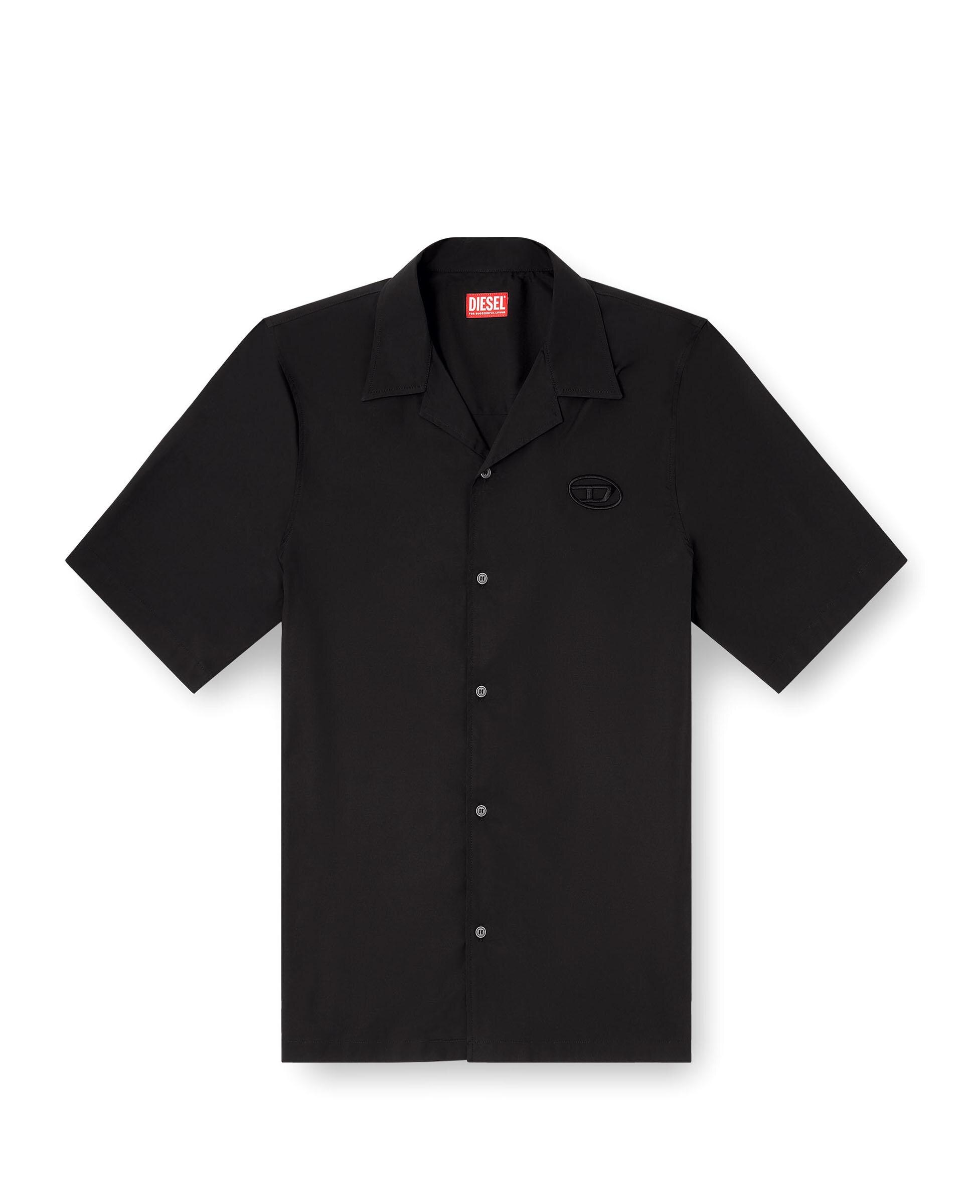 Imagen 4 de Camisa de hombre de manga corta y popelina elástica con bordado oval d - Diesel - Negro Negro