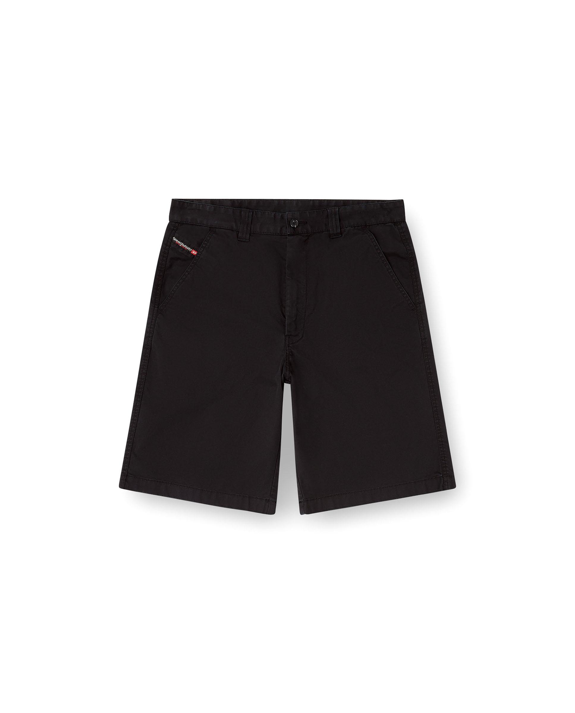 Pantalones cortos de hombre de algodón con tratamiento de lavado oscuro. - Diesel - Negro Negro-4