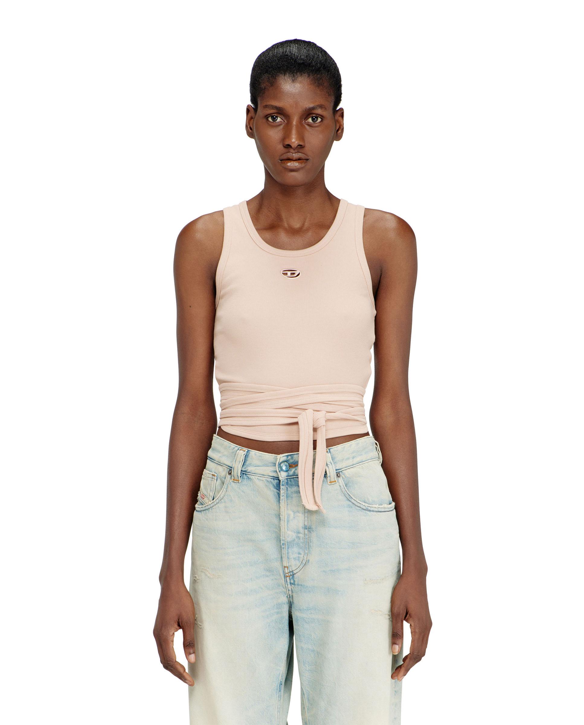 Camiseta de mujer DIESEL sin mangas con cordones en cintura - Beige Beige-1