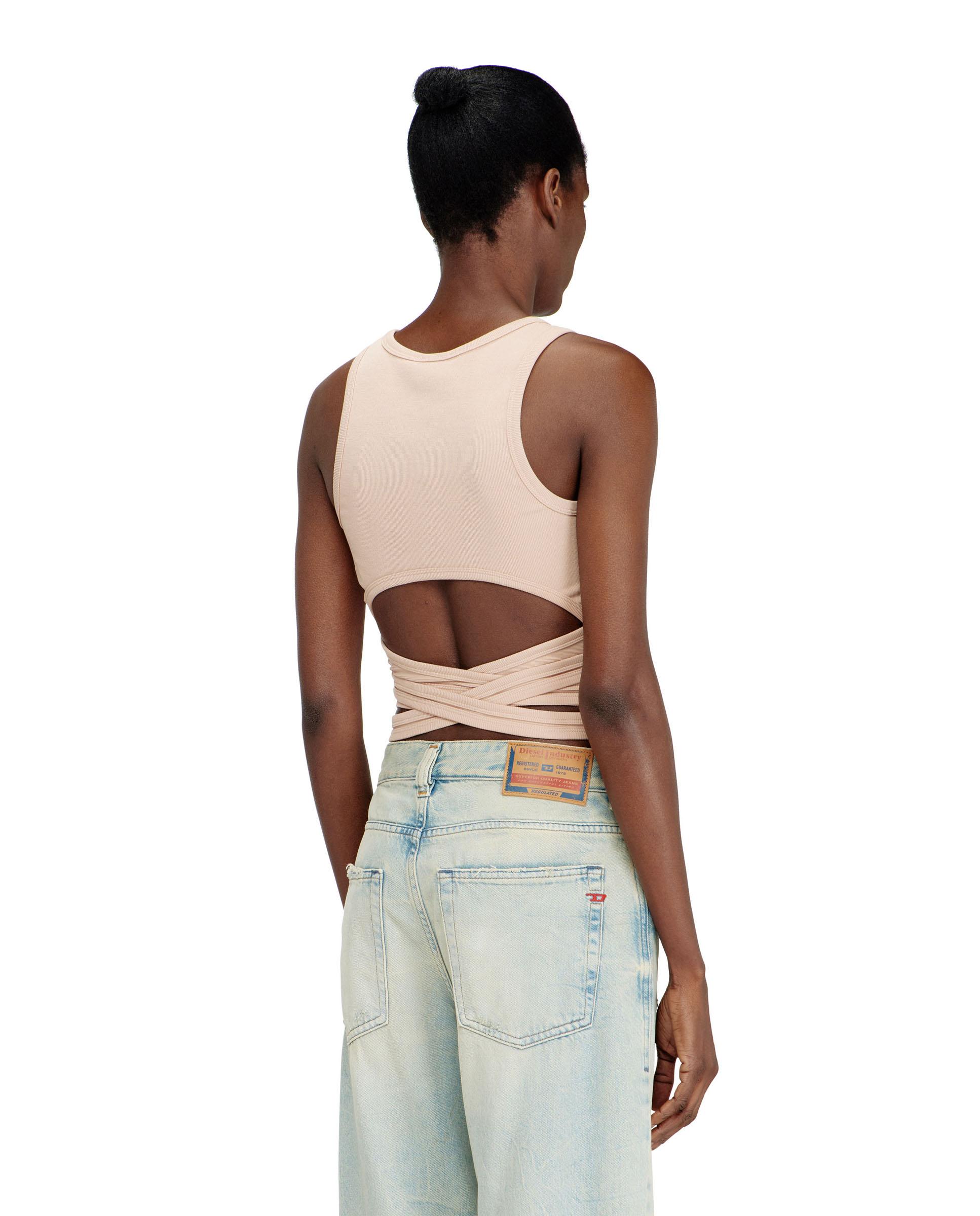 Camiseta de mujer DIESEL sin mangas con cordones en cintura - Beige Beige-2