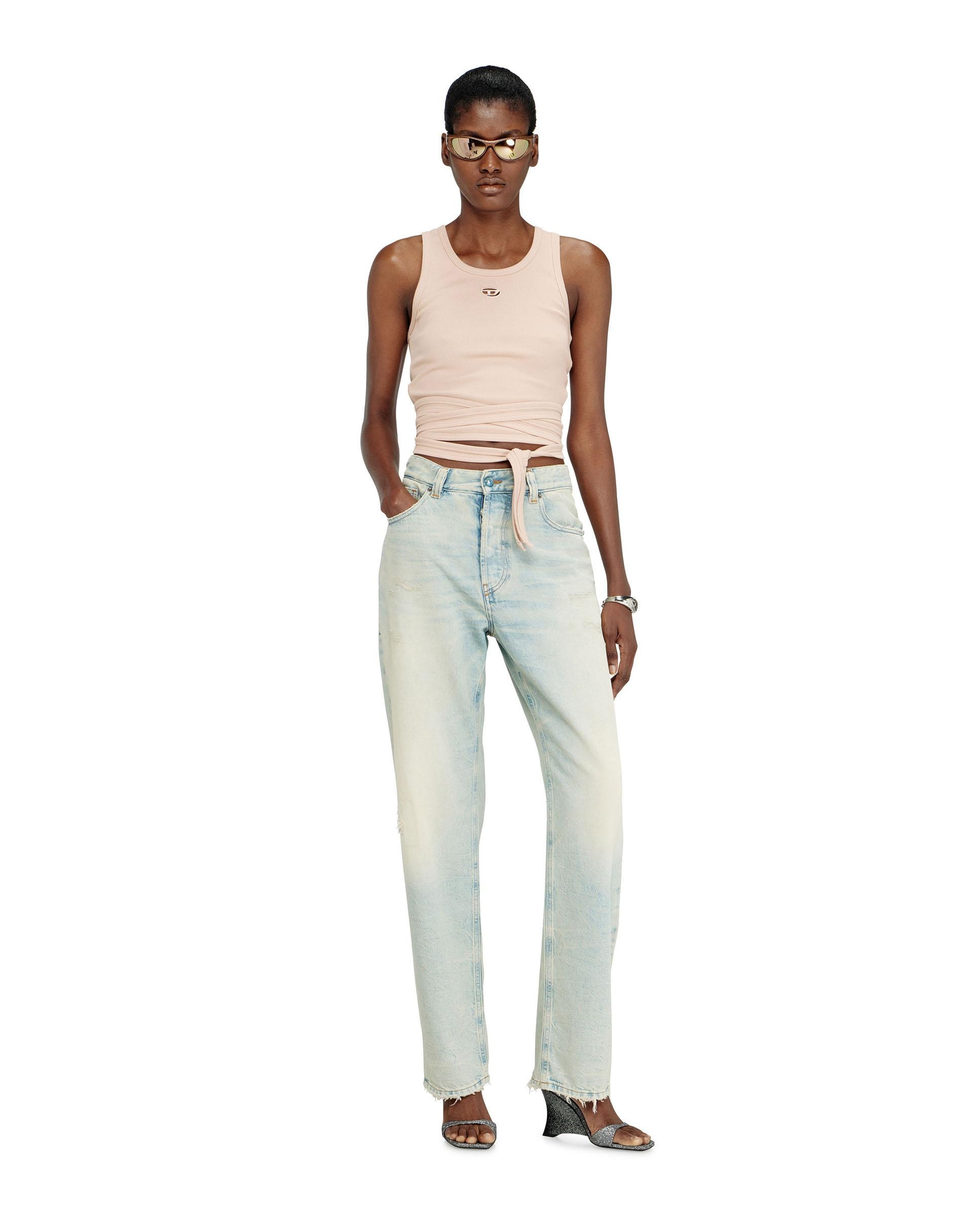 Camiseta de mujer DIESEL sin mangas con cordones en cintura - Beige Beige-3