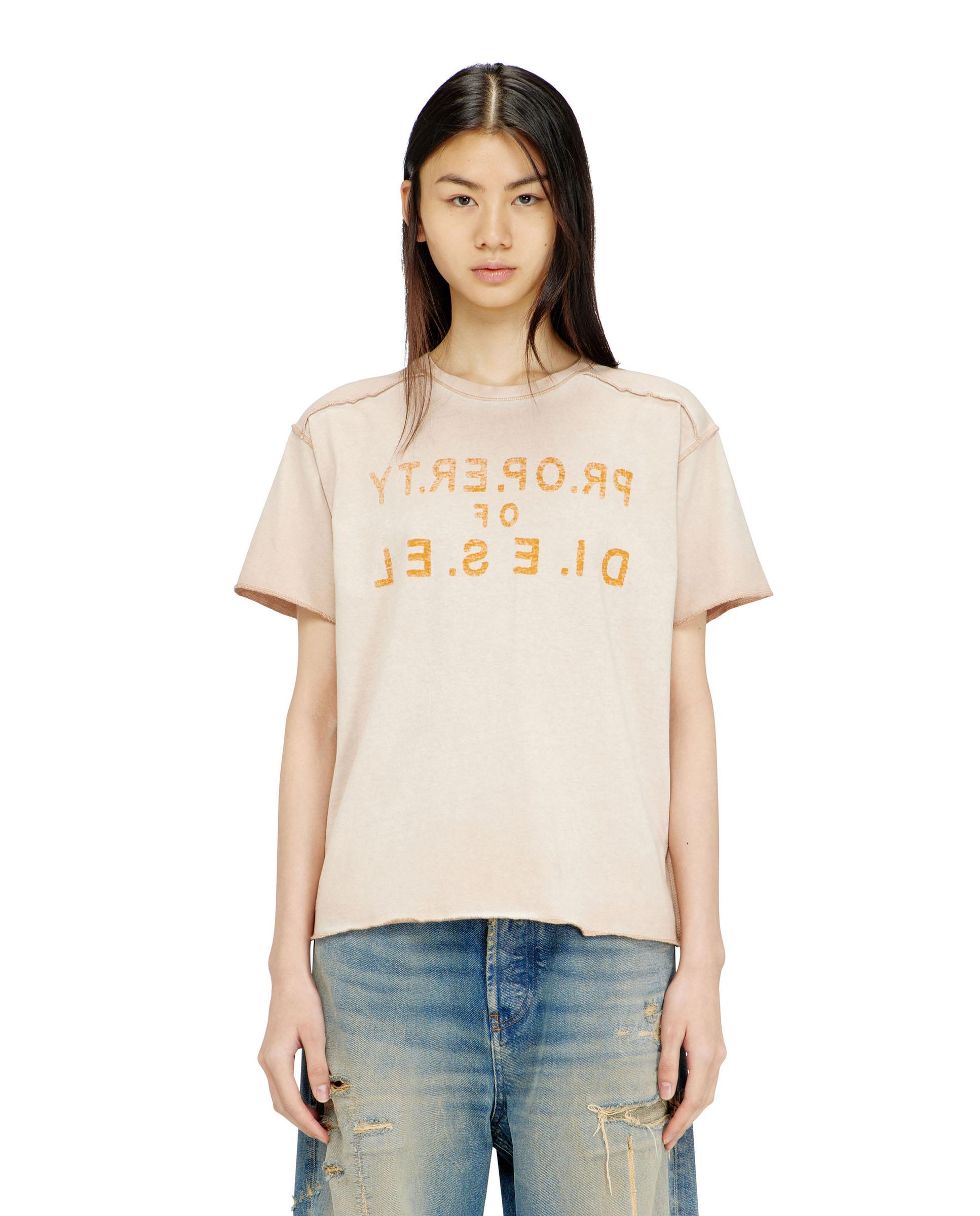 Camiseta de mujer DIESEL de manga corta con estampado digital - Beige Beige-1