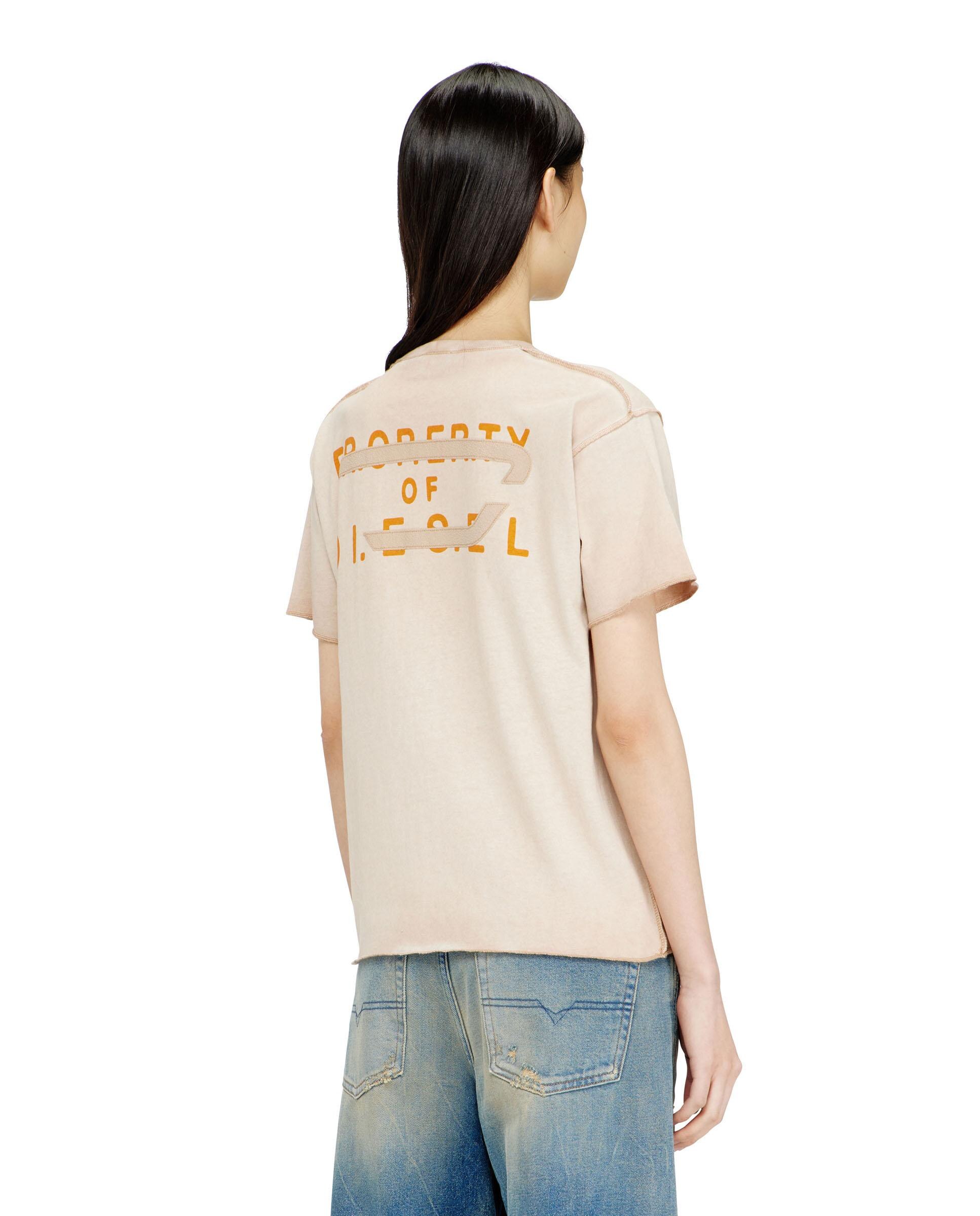 Camiseta de mujer DIESEL de manga corta con estampado digital - Beige Beige-2