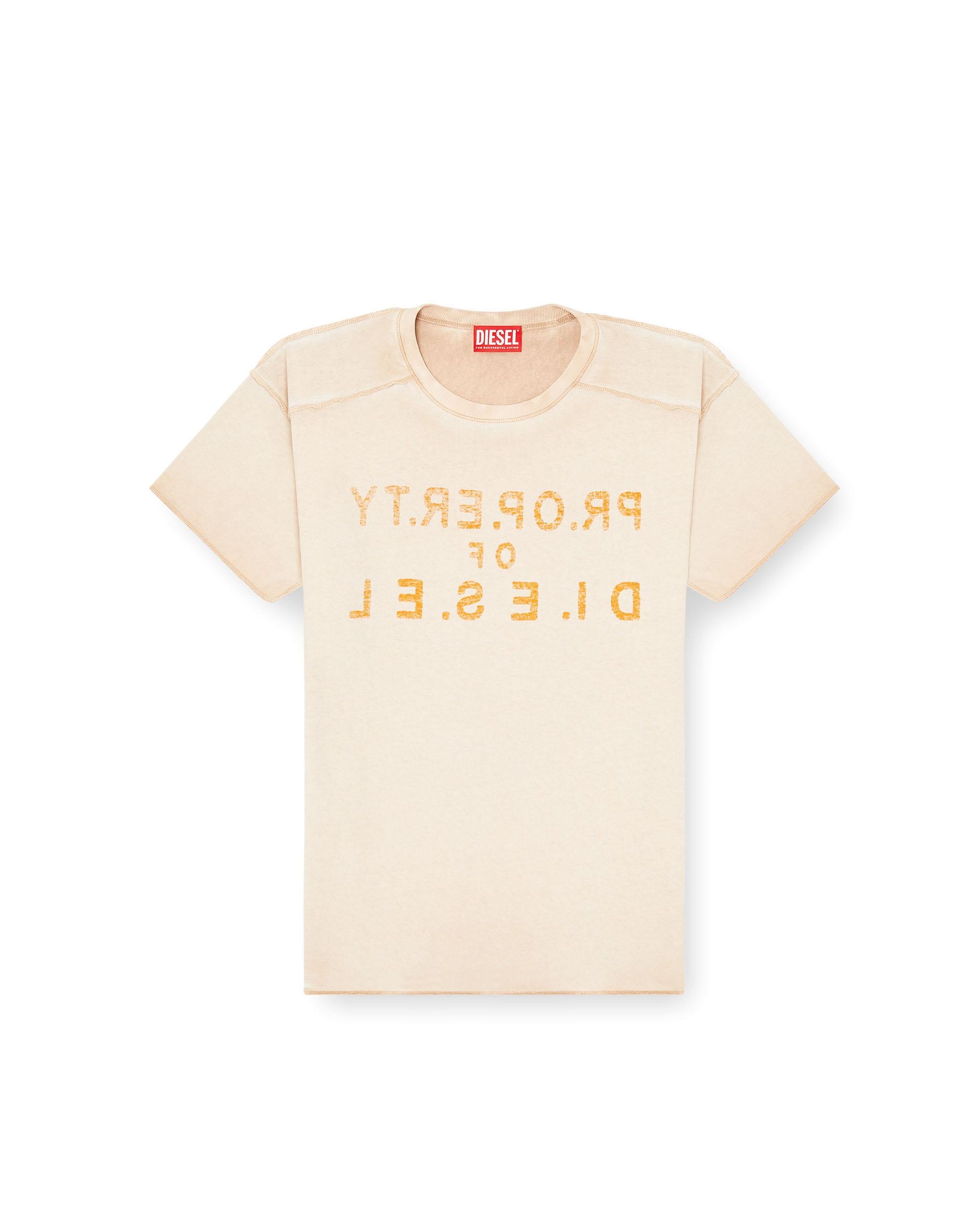 Camiseta de mujer DIESEL de manga corta con estampado digital - Beige Beige-4