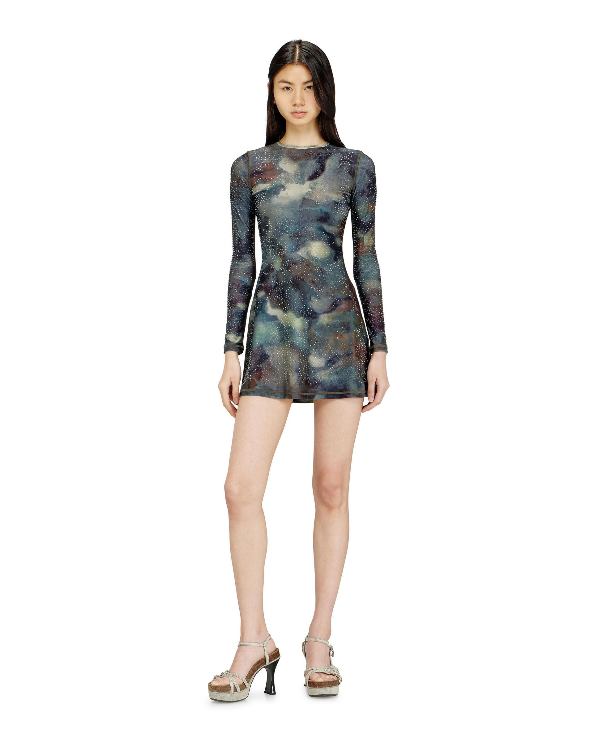 Vestido corto estampado con detalles de cristal - Diesel - Multicolor Multicolor-1