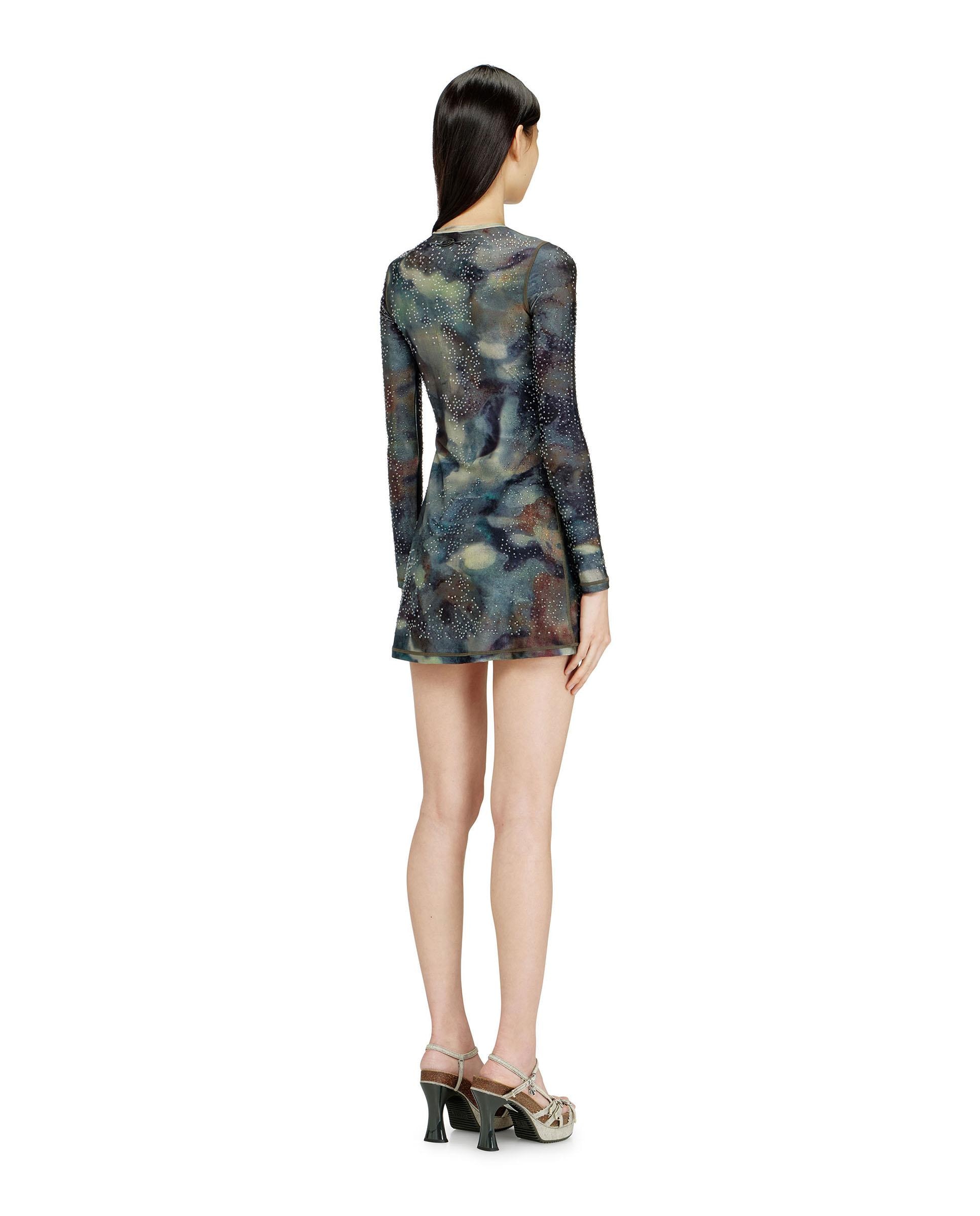 Vestido corto estampado con detalles de cristal - Diesel - Multicolor Multicolor-2