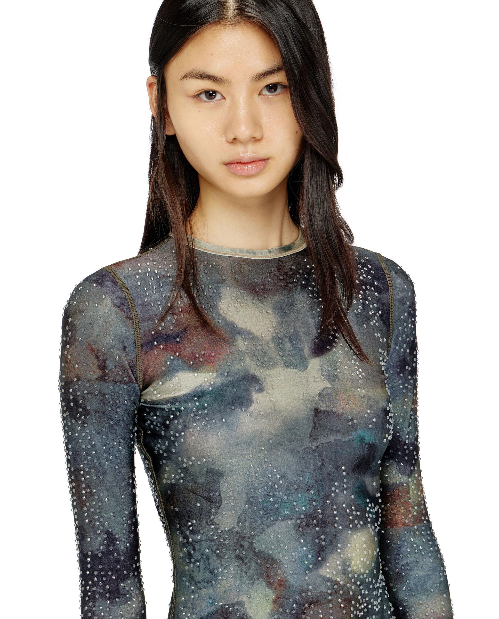 Vestido corto estampado con detalles de cristal - Diesel - Multicolor Multicolor-3