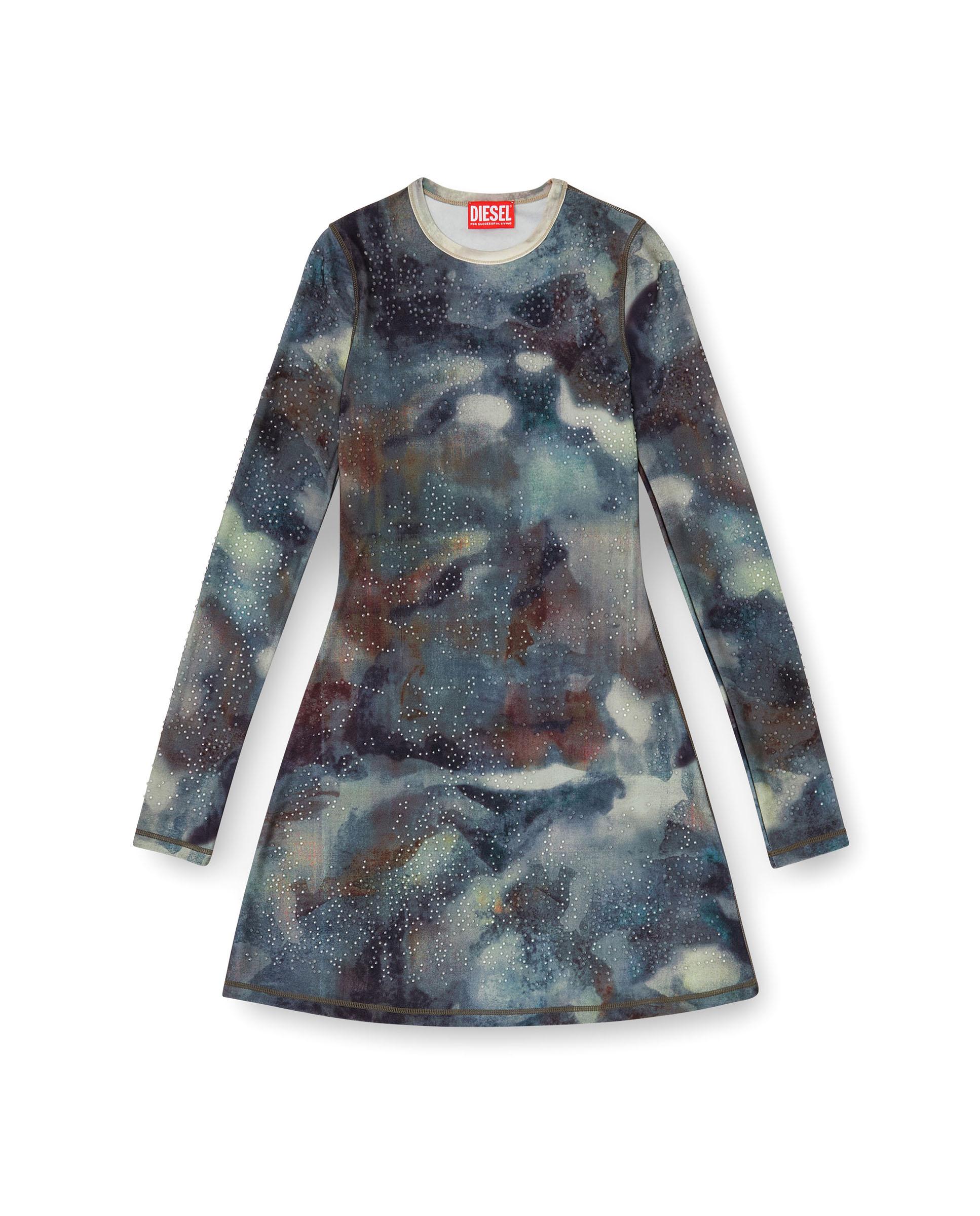 Vestido corto estampado con detalles de cristal - Diesel - Multicolor Multicolor-5