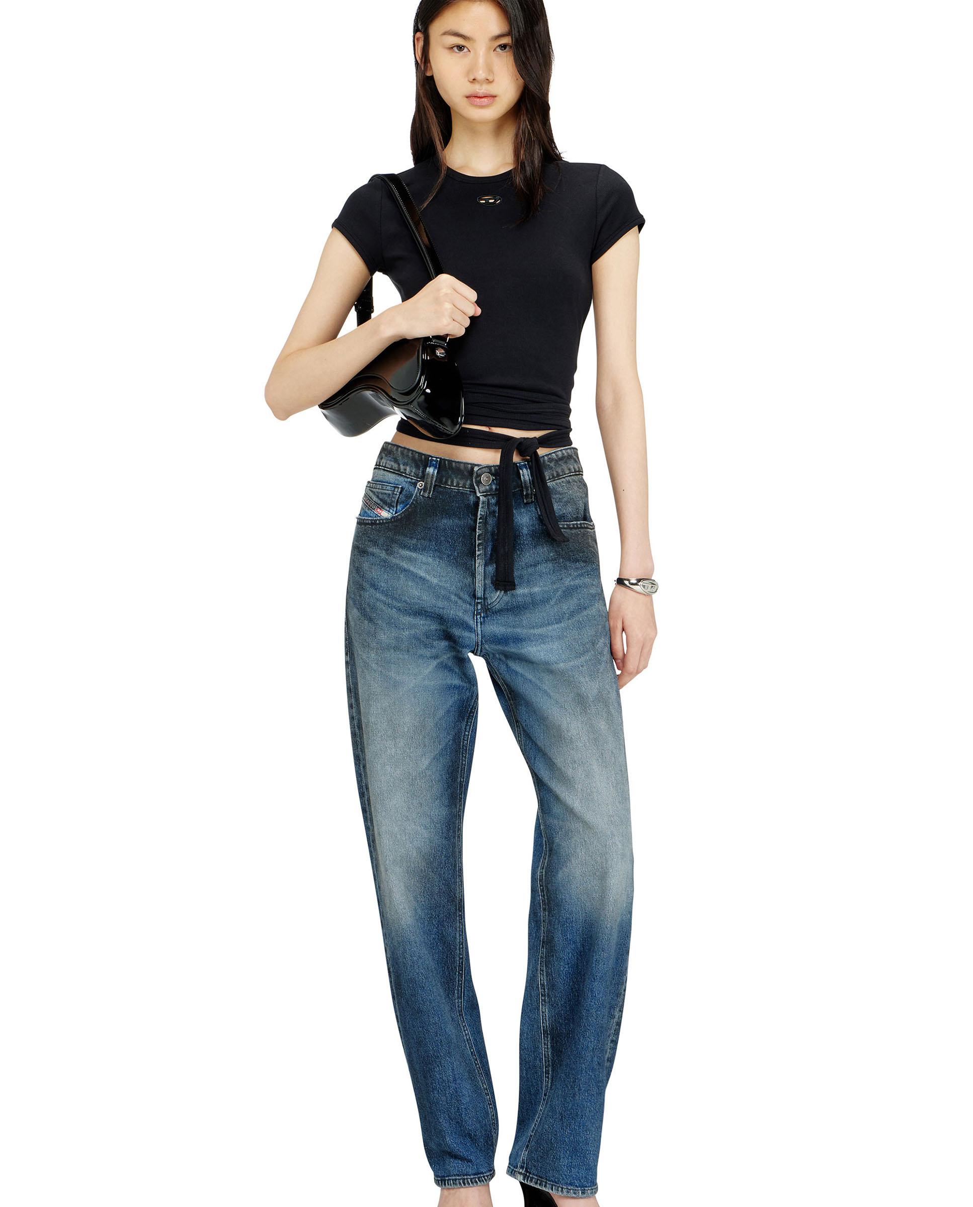Camiseta de mujer DIESEL de manga corta con cordones en cintura - Negro Negro-3
