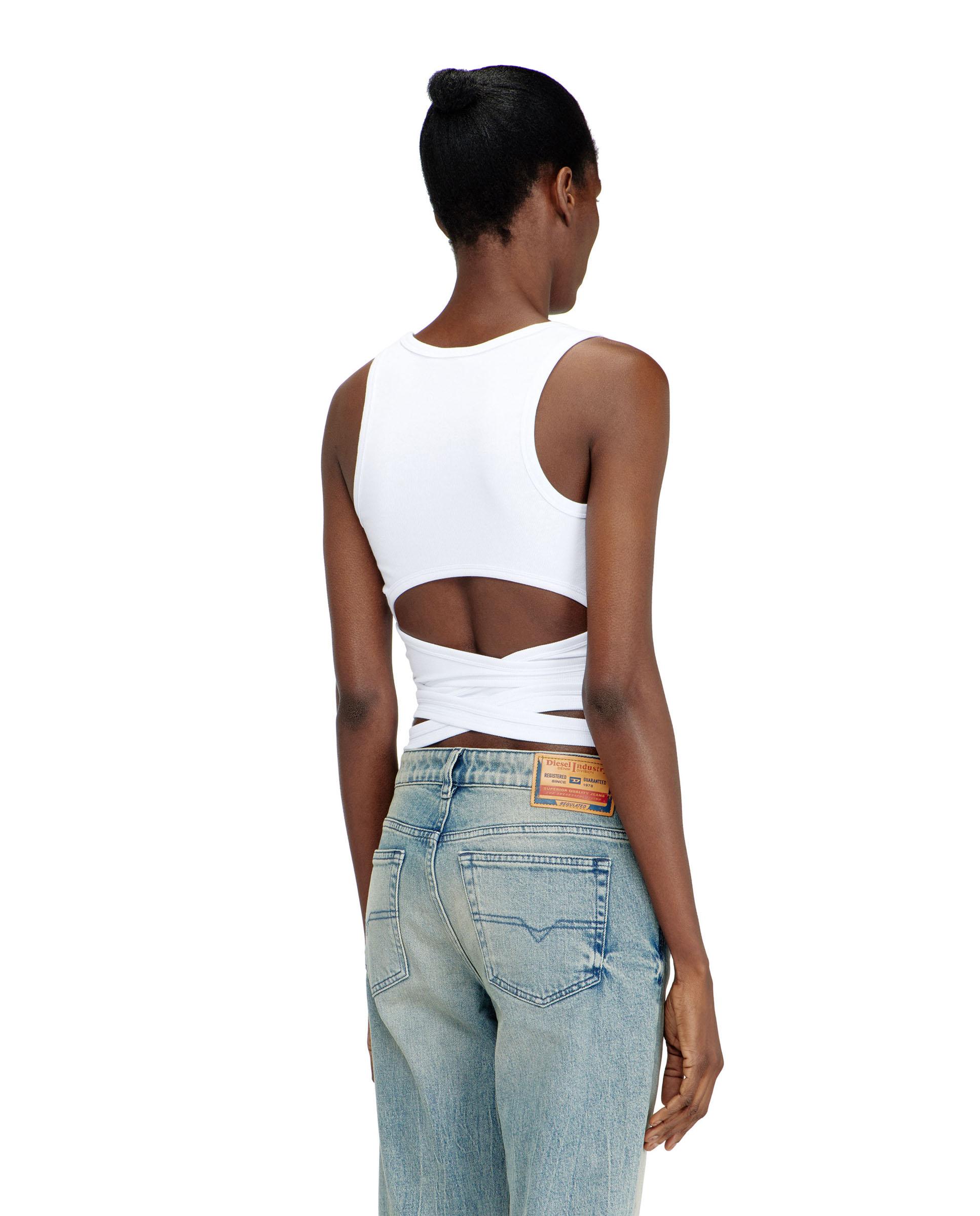 Camiseta de mujer DIESEL sin mangas con cordones en cintura - Blanco Blanco-2