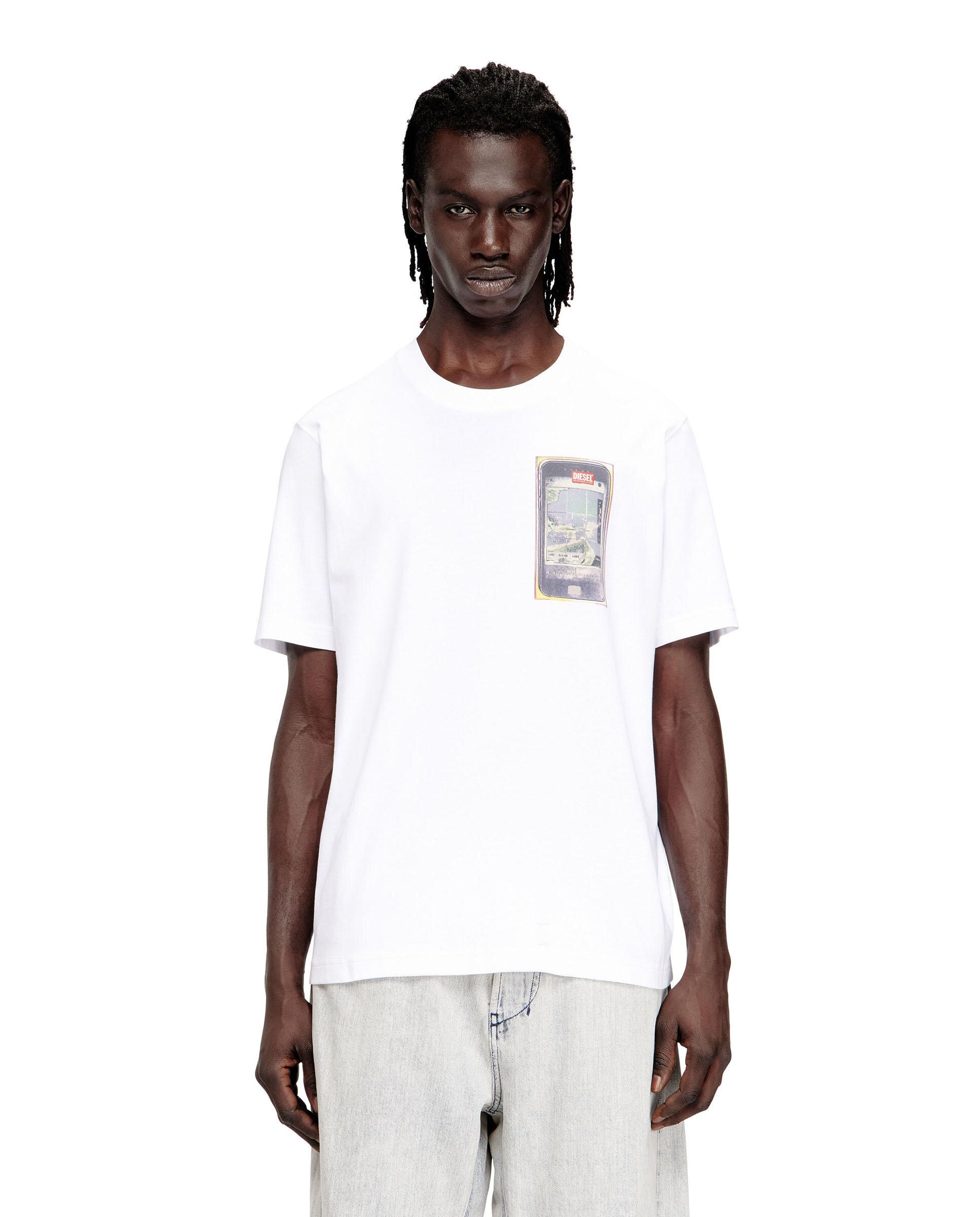 Diesel - Camiseta de manga corta de hombre de algodón con estampado digital.