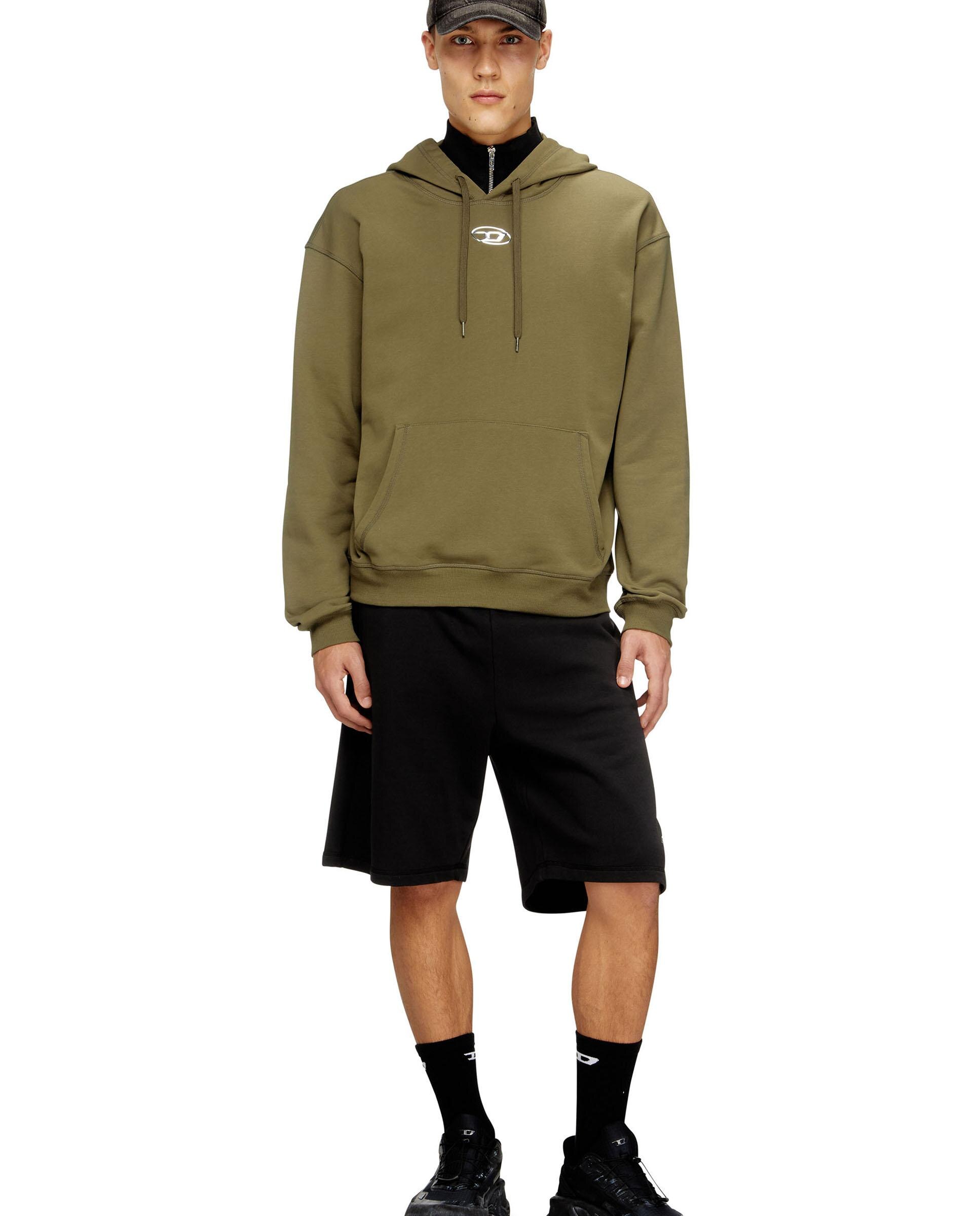 Sudadera de hombre con capucha de algodón con oval d metálico. - Diesel - Verde Verde-3